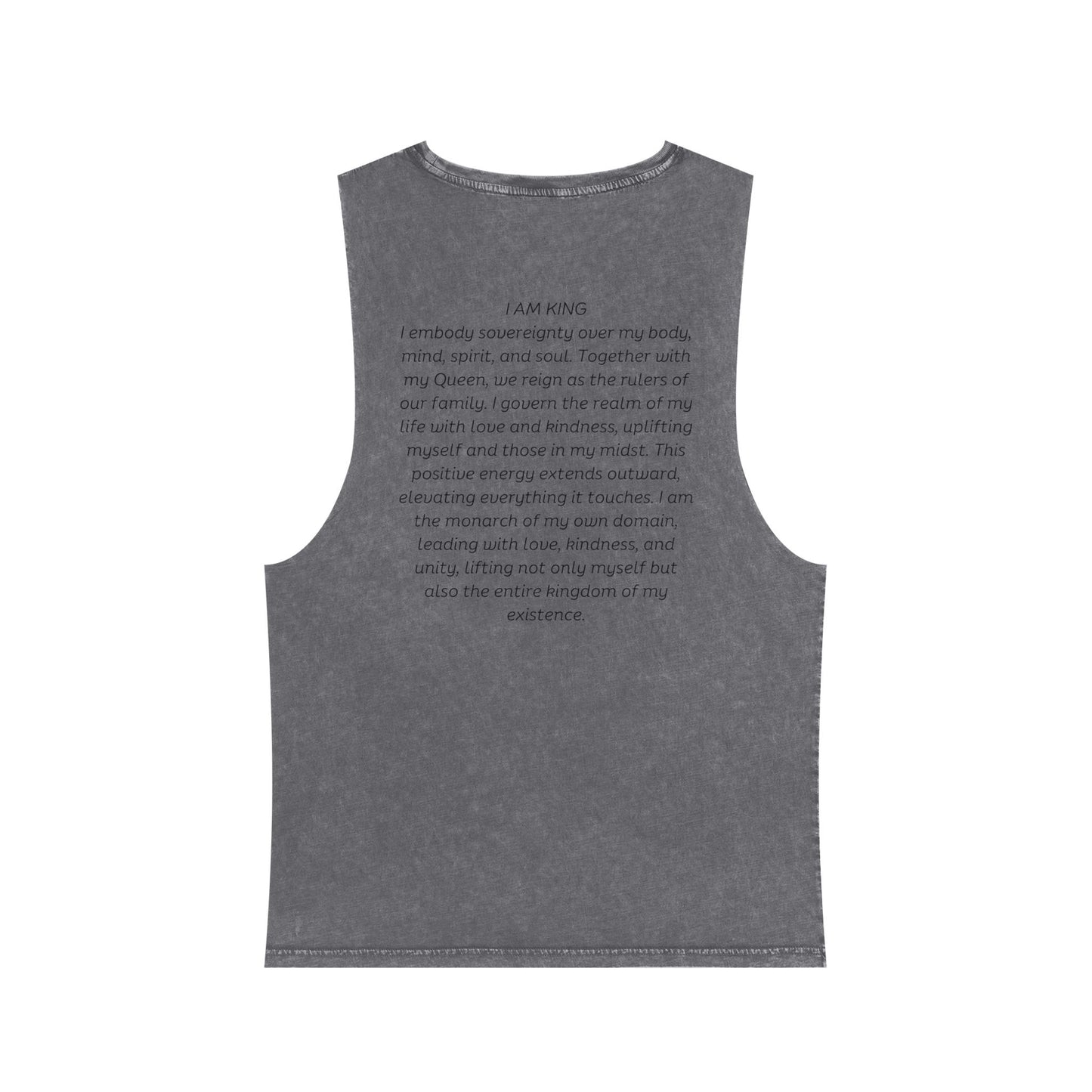 Unisex Stonewash Tank Top, I Am King, I Am Queen, leadership, ruling, family, uplifting, kindness, King, Queen, Love, Lion