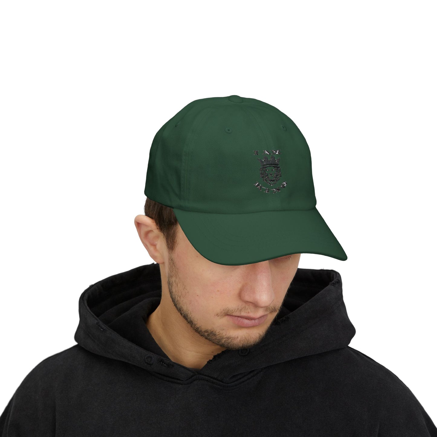 I AM KING Classic Dad Cap - Stylish Adjustable Hat for Confident Dads, I Am King, I Am Queen, leadership, ruling, family, uplifting, kindness, King, Queen, Love, Lion.