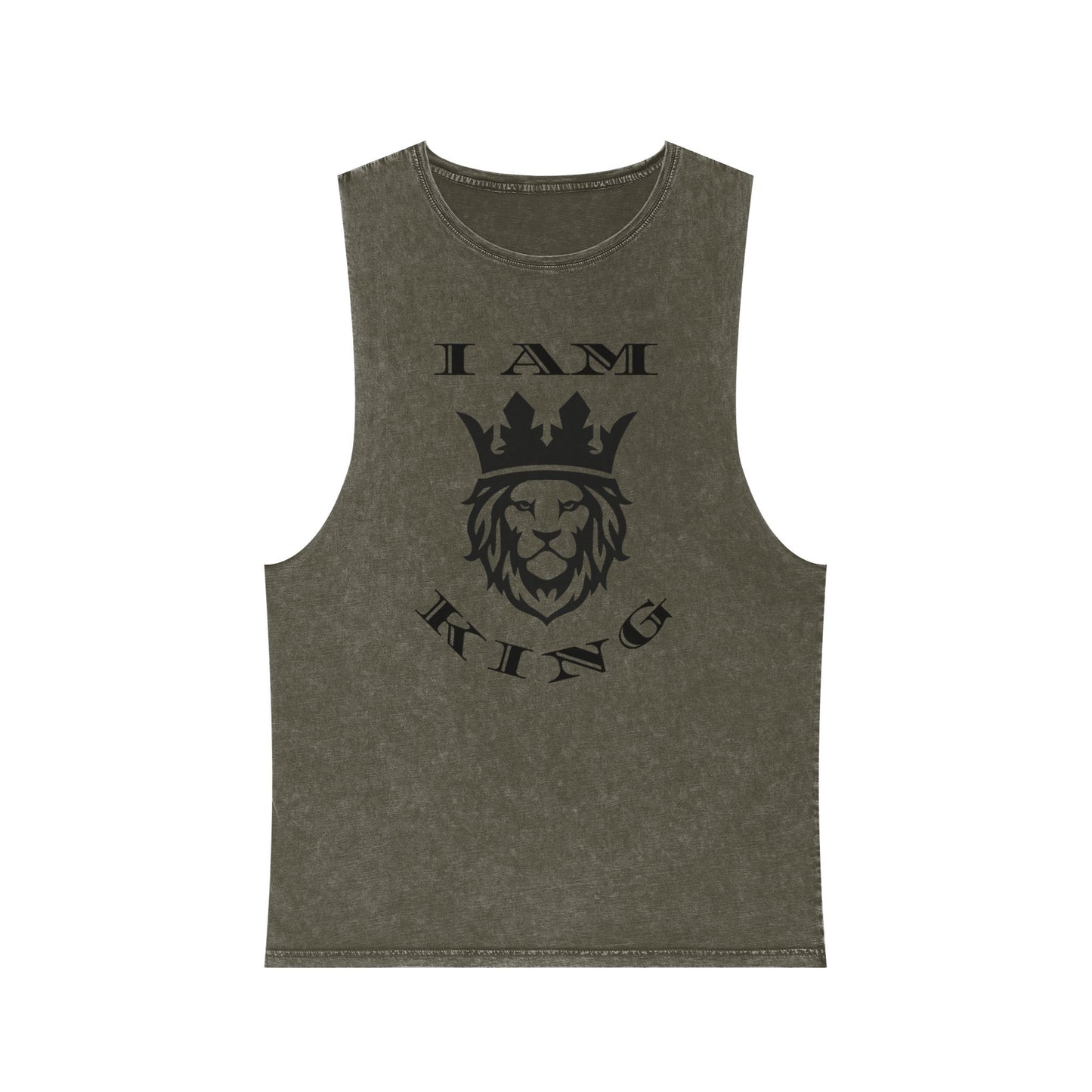 Unisex Stonewash Tank Top, I Am King, I Am Queen, leadership, ruling, family, uplifting, kindness, King, Queen, Love, Lion