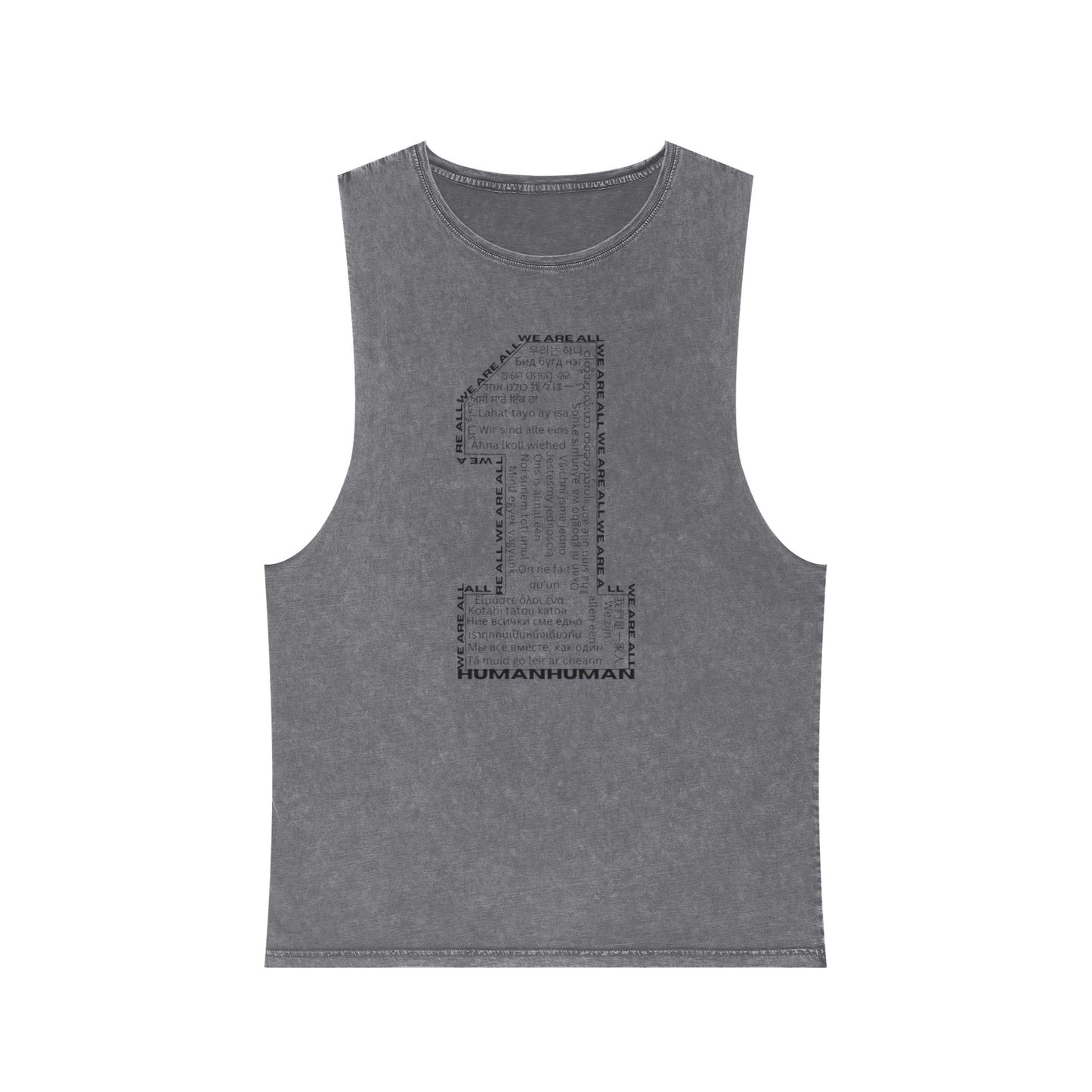 Unisex Stonewash Tank Top, We Are All One, Humanity, elevation, unity, human, love, humankind, one love, growth, positive transformation,