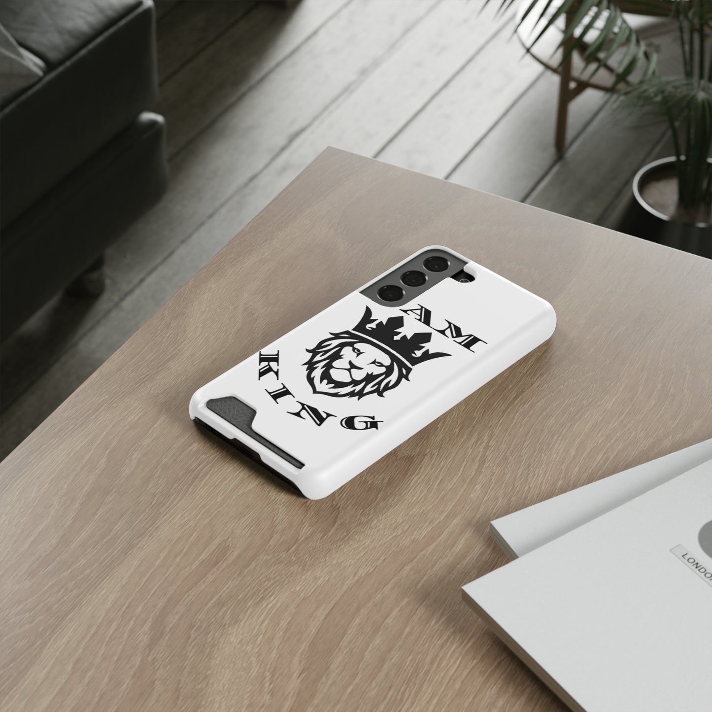 King Crown Phone Case with Card Holder - Stylish Protection for Royalty