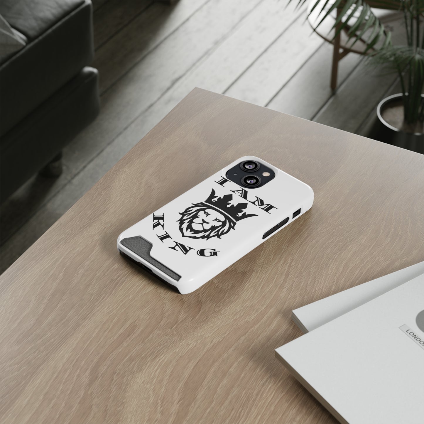 King Crown Phone Case with Card Holder - Stylish Protection for Royalty