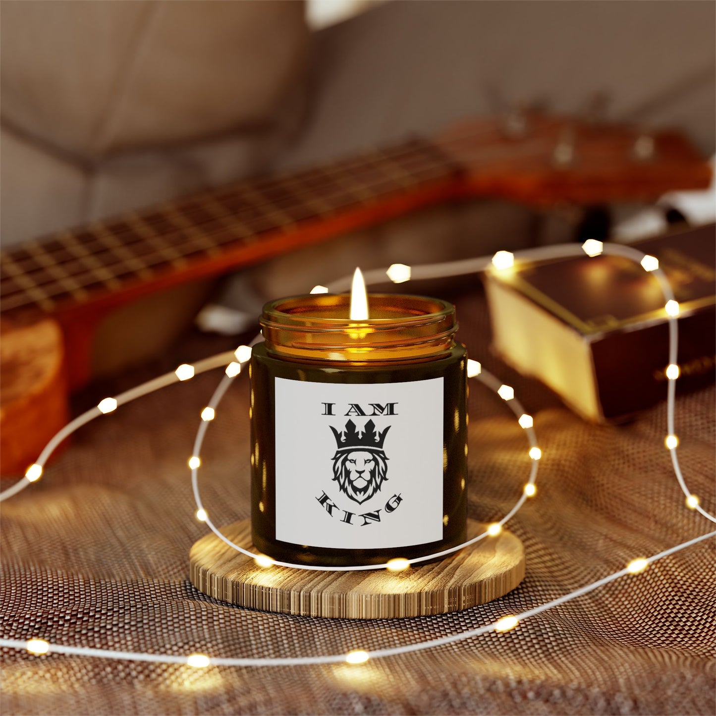 I AM KING Scented Candle - Coconut Apricot Wax (4oz, 9oz) - Inspirational Home Decor, I Am King, I Am Queen, leadership, ruling, family, uplifting, kindness, King, Queen, Love, Lion.