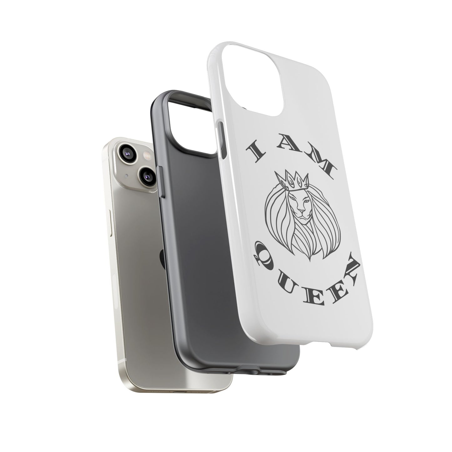 I Am Queen Tough Phone Case - Stylish Protection with Lion Design, I Am King, I Am Queen, leadership, ruling, family, uplifting, kindness, King, Queen, Love, Lion.