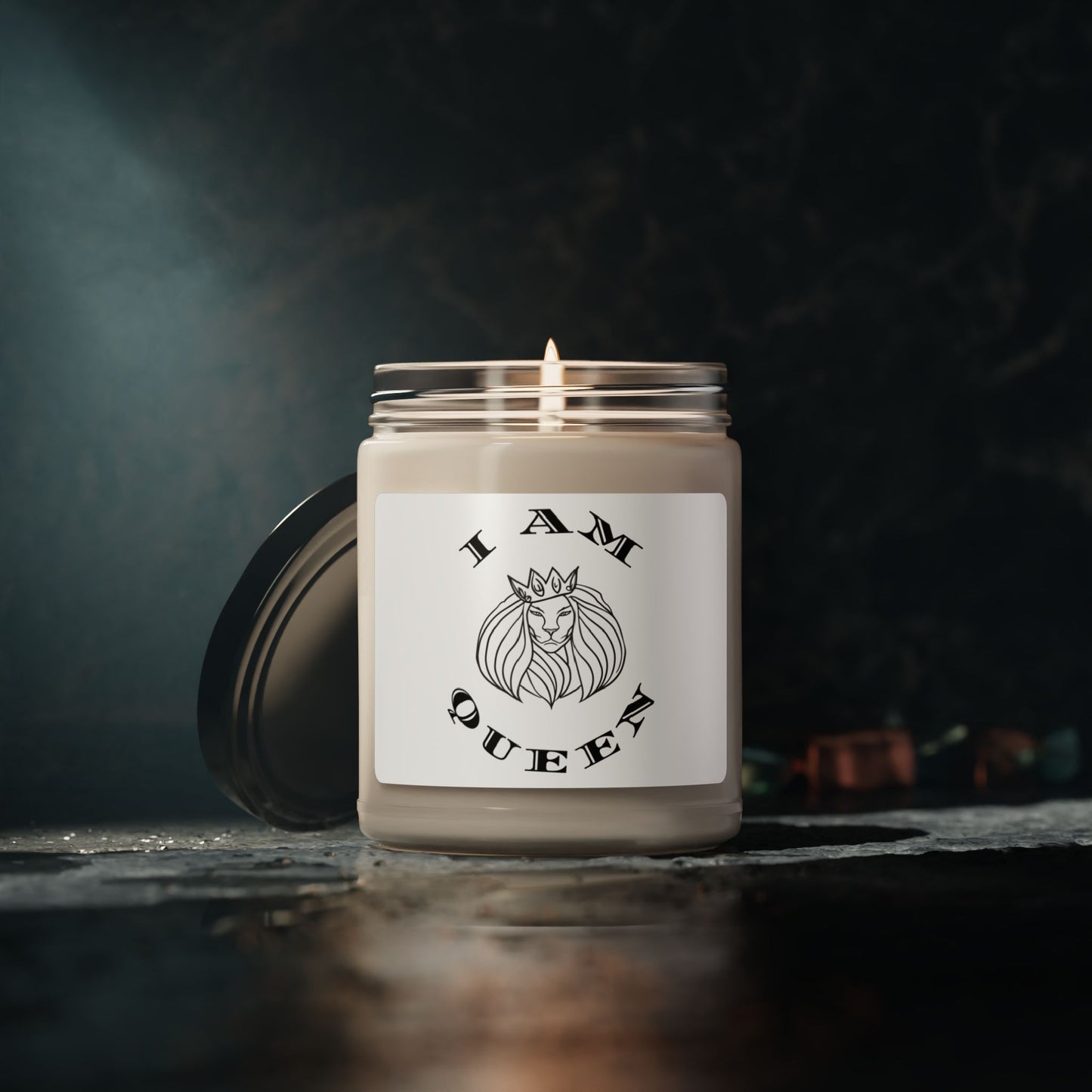 I Am Queen Scented Soy Candle – 9oz Luxury Candle for Self-Care & Empowerment, I Am King, I Am Queen, leadership, ruling, family, uplifting, kindness, King, Queen, Love, Lion.