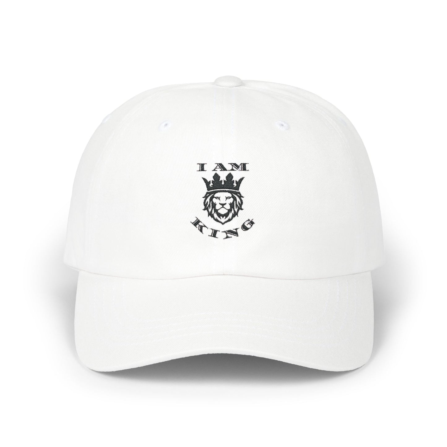 I AM KING Classic Dad Cap - Stylish Adjustable Hat for Confident Dads, I Am King, I Am Queen, leadership, ruling, family, uplifting, kindness, King, Queen, Love, Lion.