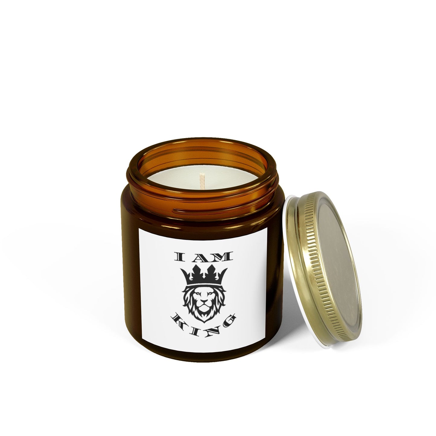 I AM KING Scented Candle - Coconut Apricot Wax (4oz, 9oz) - Inspirational Home Decor, I Am King, I Am Queen, leadership, ruling, family, uplifting, kindness, King, Queen, Love, Lion.