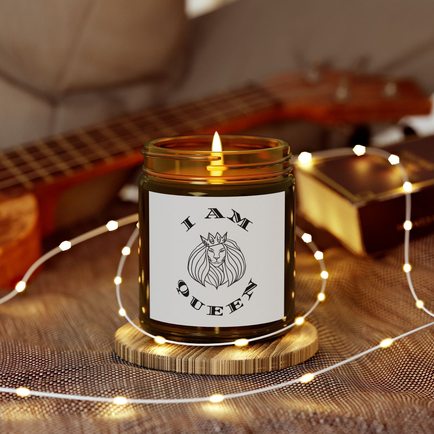 I AM QUEEN Scented Candle - Coconut Apricot Wax (4oz, 9oz) I Am King, I Am Queen, leadership, ruling, family, uplifting, kindness, King, Queen, Love, Lion.