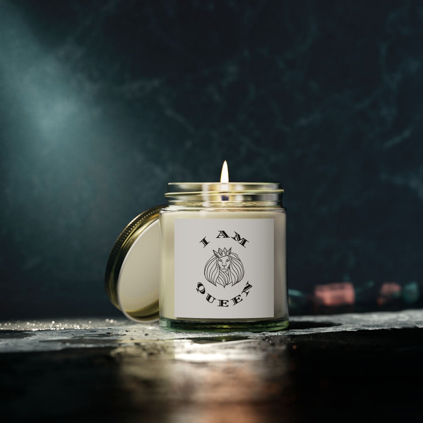 I AM QUEEN Scented Candle - Coconut Apricot Wax (4oz, 9oz) I Am King, I Am Queen, leadership, ruling, family, uplifting, kindness, King, Queen, Love, Lion.