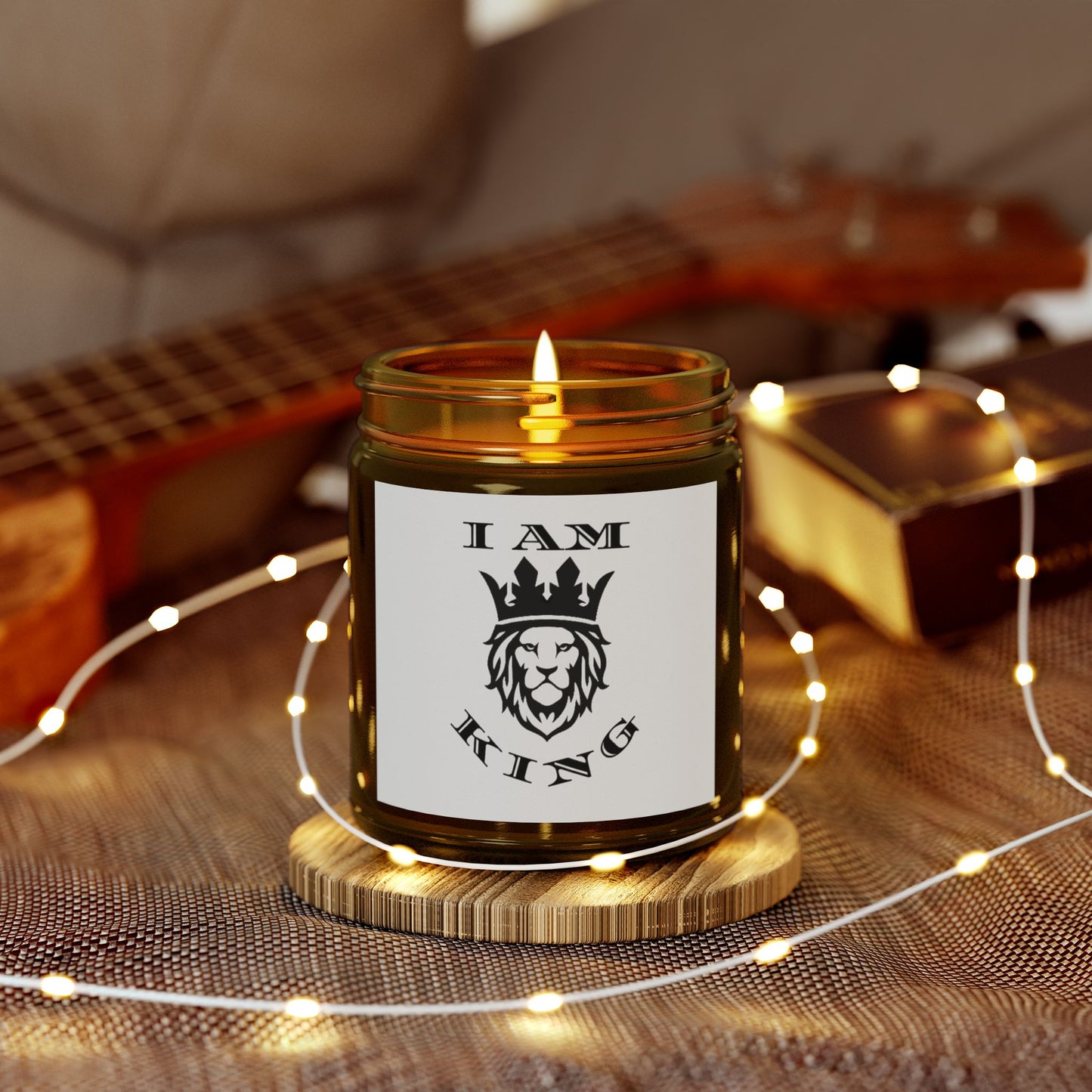 I AM KING Scented Candle - Coconut Apricot Wax (4oz, 9oz) - Inspirational Home Decor, I Am King, I Am Queen, leadership, ruling, family, uplifting, kindness, King, Queen, Love, Lion.