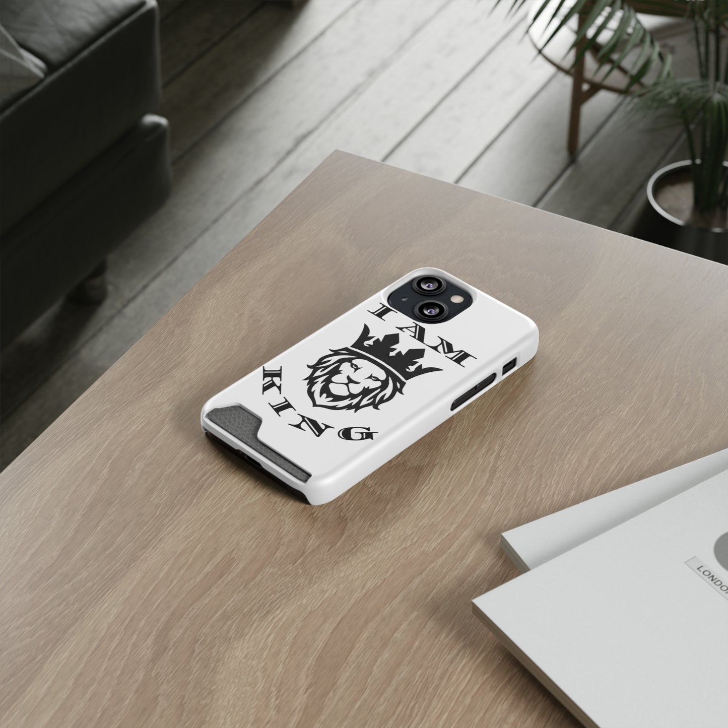 King Crown Phone Case with Card Holder - Stylish Protection for Royalty