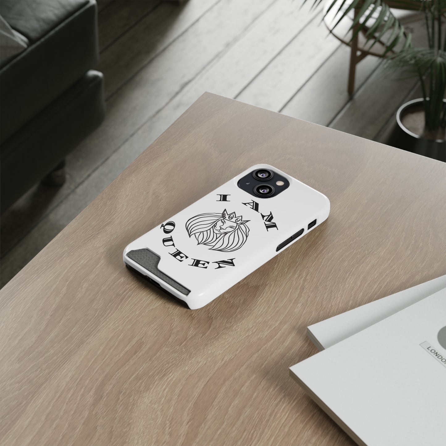 Queen Lion Phone Case with Card Holder - Stylish & Functional