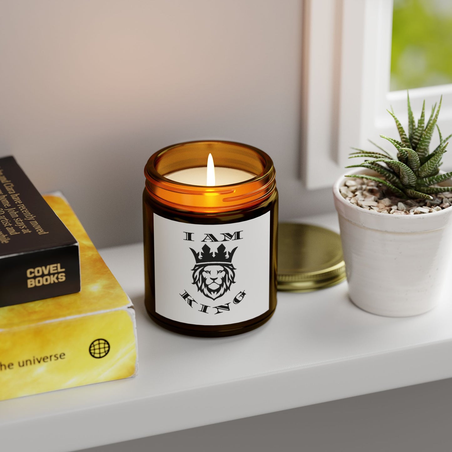 I AM KING Scented Candle - Coconut Apricot Wax (4oz, 9oz) - Inspirational Home Decor, I Am King, I Am Queen, leadership, ruling, family, uplifting, kindness, King, Queen, Love, Lion.