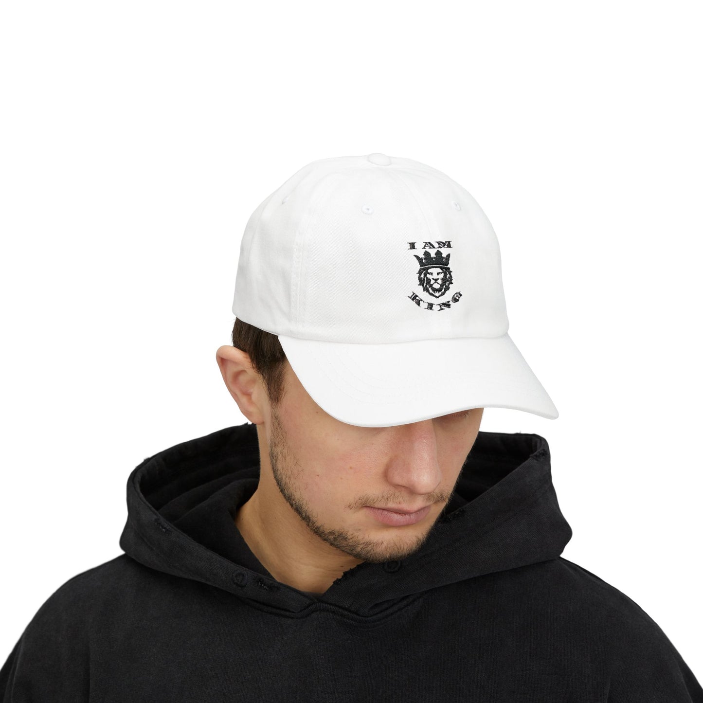 I AM KING Classic Dad Cap - Stylish Adjustable Hat for Confident Dads, I Am King, I Am Queen, leadership, ruling, family, uplifting, kindness, King, Queen, Love, Lion.