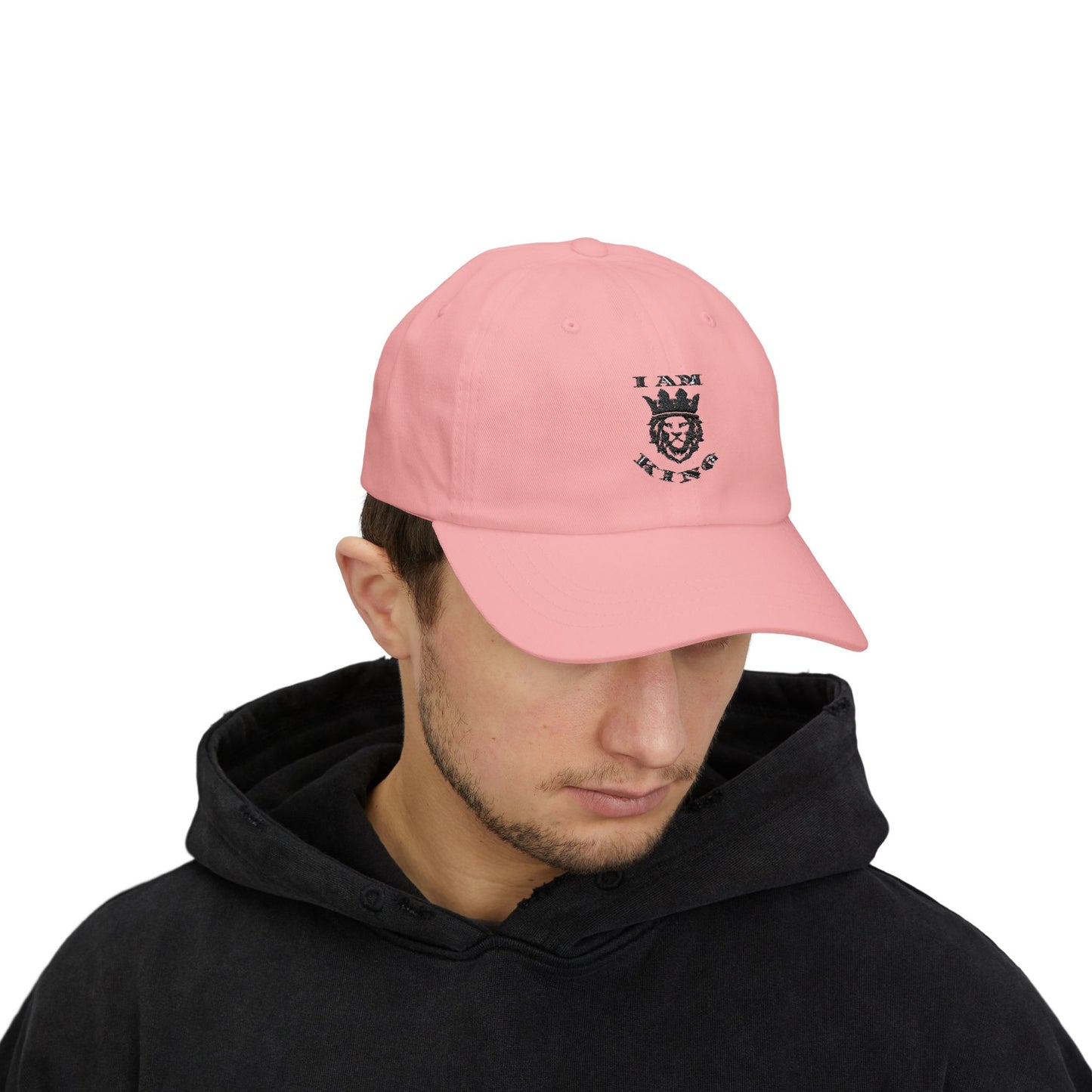I AM KING Classic Dad Cap - Stylish Adjustable Hat for Confident Dads, I Am King, I Am Queen, leadership, ruling, family, uplifting, kindness, King, Queen, Love, Lion.