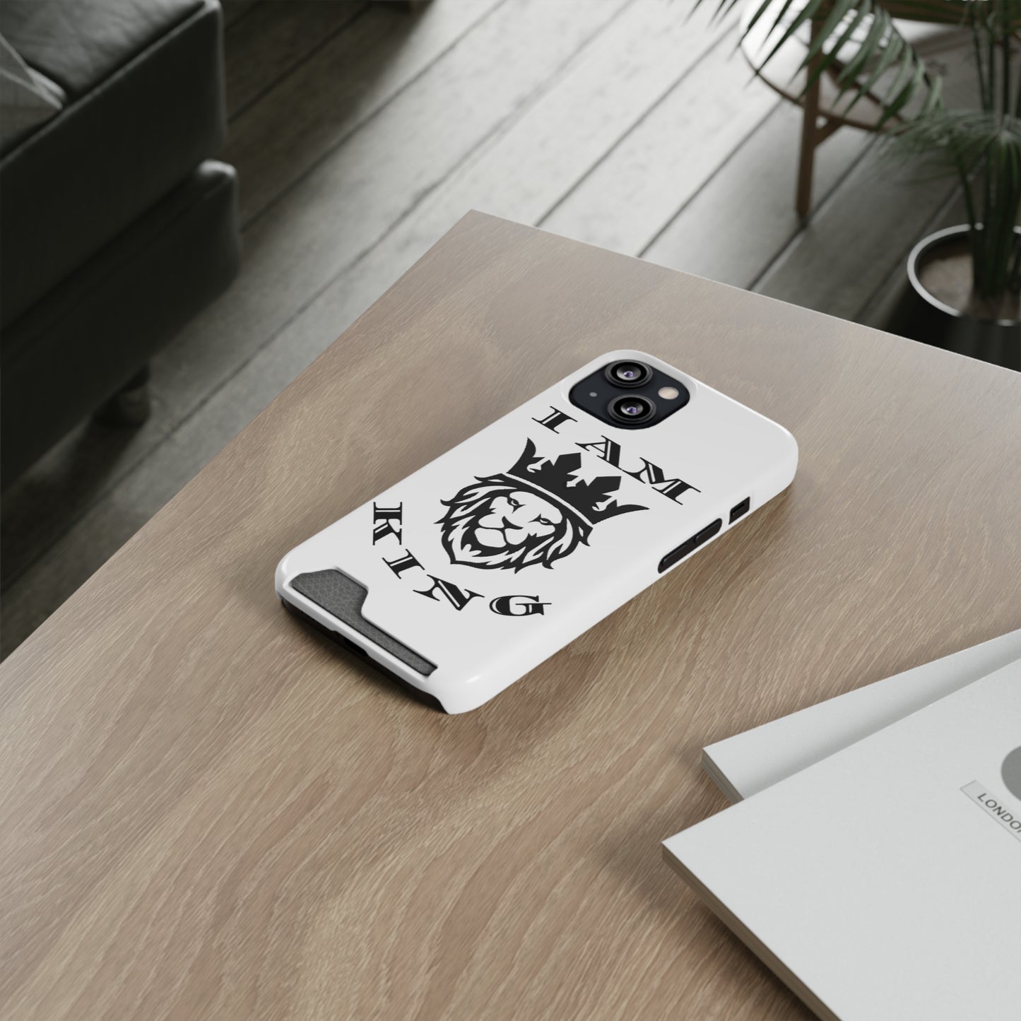 King Crown Phone Case with Card Holder - Stylish Protection for Royalty