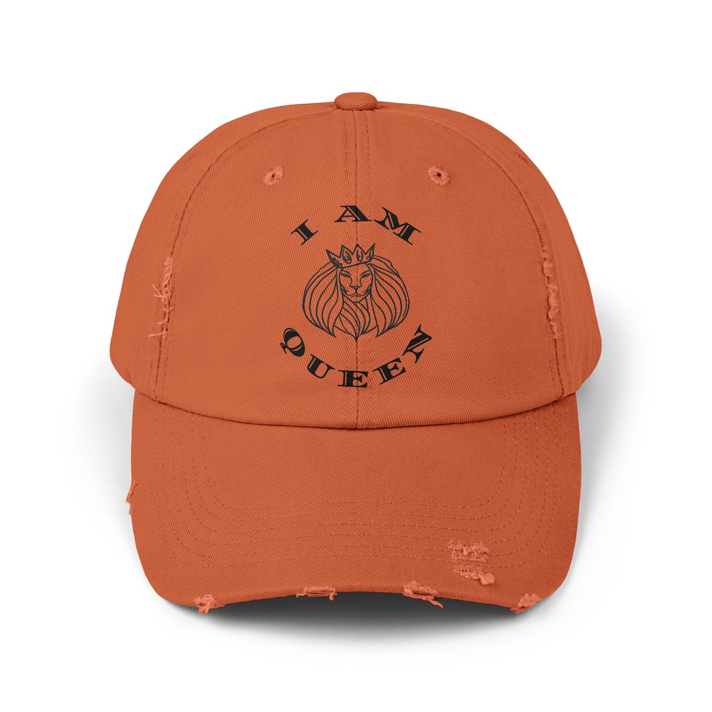 I Am Queen Unisex Distressed Cap - Pink Lion Graphic Hat, I Am King, I Am Queen, leadership, ruling, family, uplifting, kindness, King, Queen, Love, Lion.