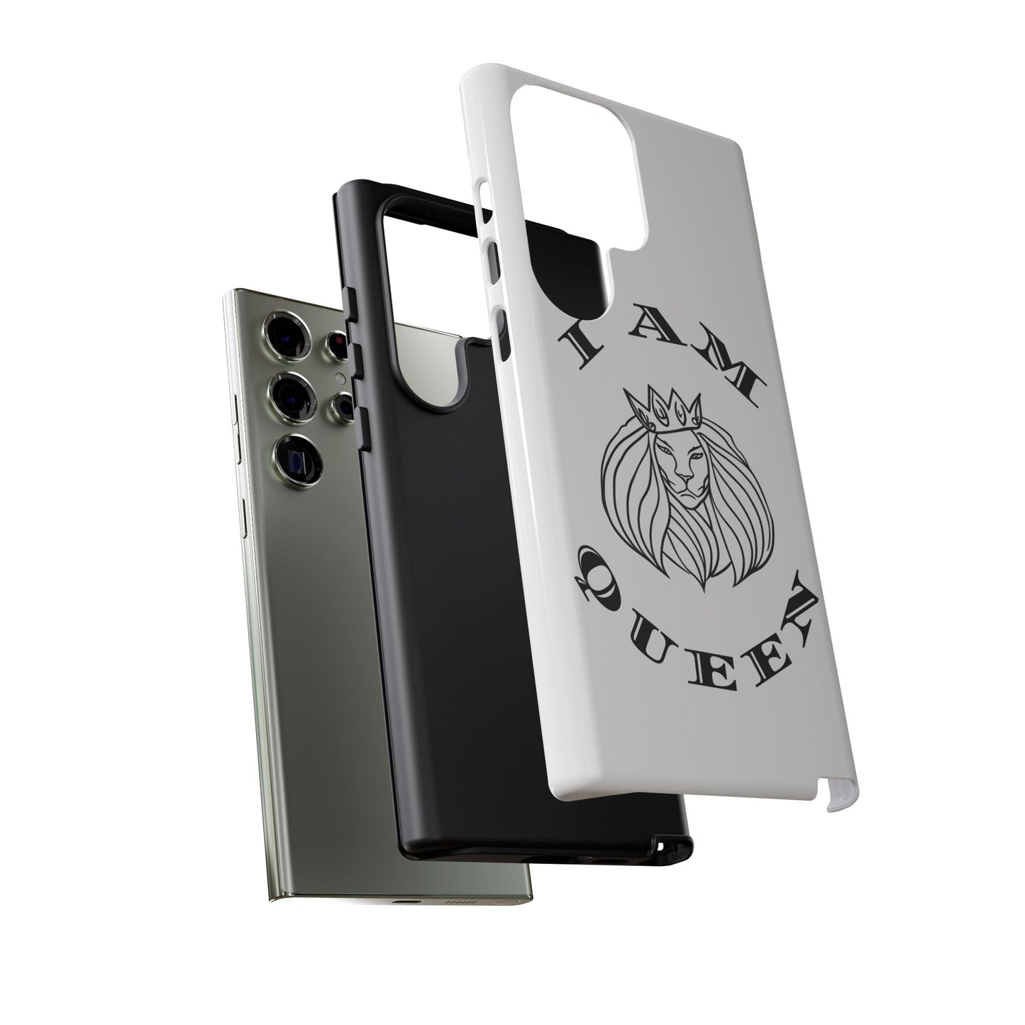 I Am Queen Tough Phone Case - Stylish Protection with Lion Design, I Am King, I Am Queen, leadership, ruling, family, uplifting, kindness, King, Queen, Love, Lion.