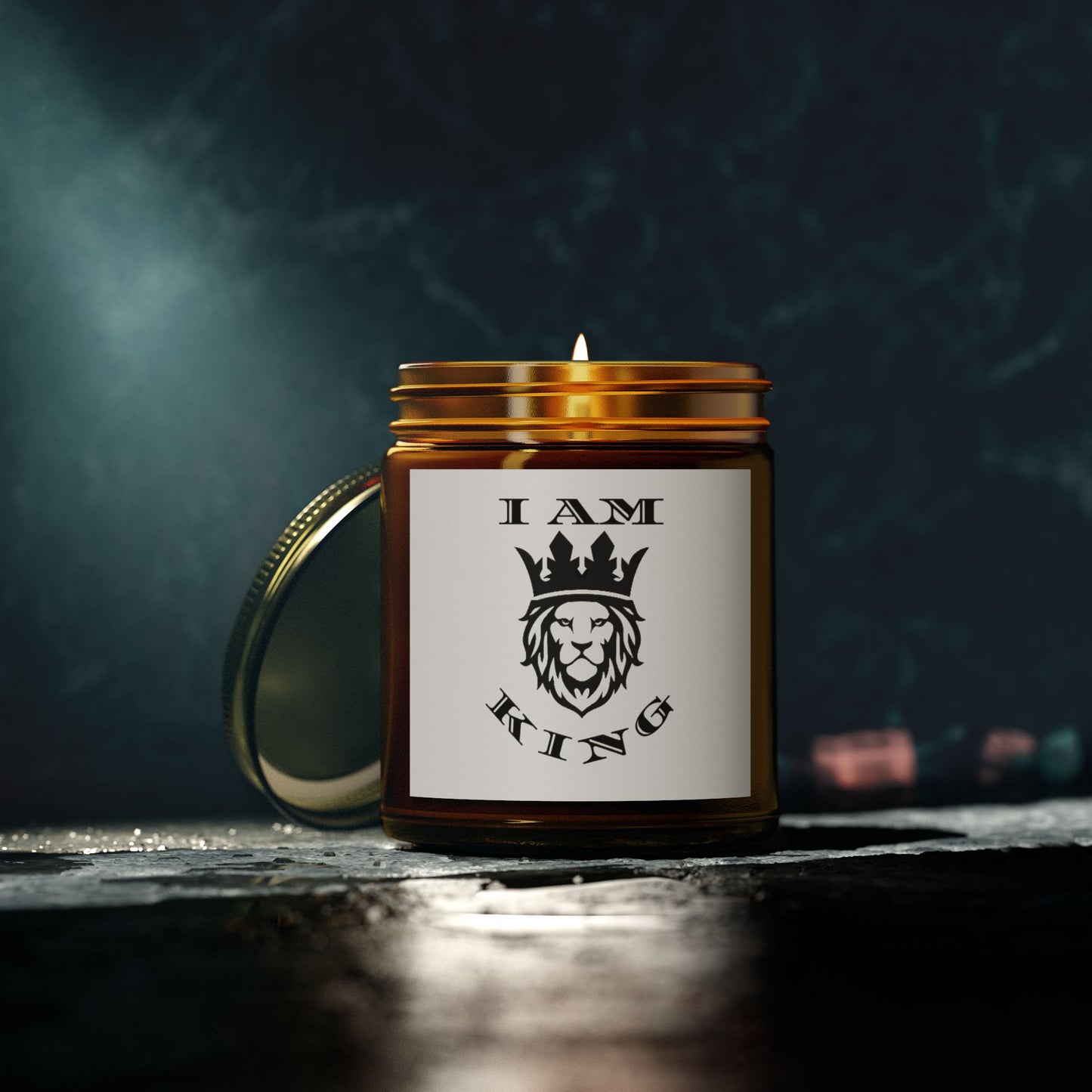 I AM KING Scented Candle - Coconut Apricot Wax (4oz, 9oz) - Inspirational Home Decor, I Am King, I Am Queen, leadership, ruling, family, uplifting, kindness, King, Queen, Love, Lion.