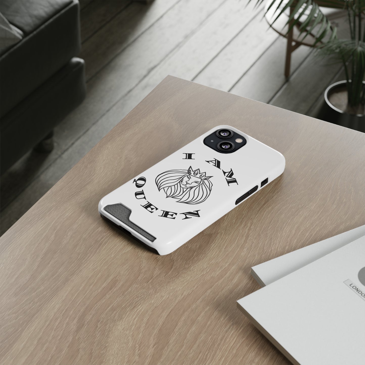 Queen Lion Phone Case with Card Holder - Stylish & Functional