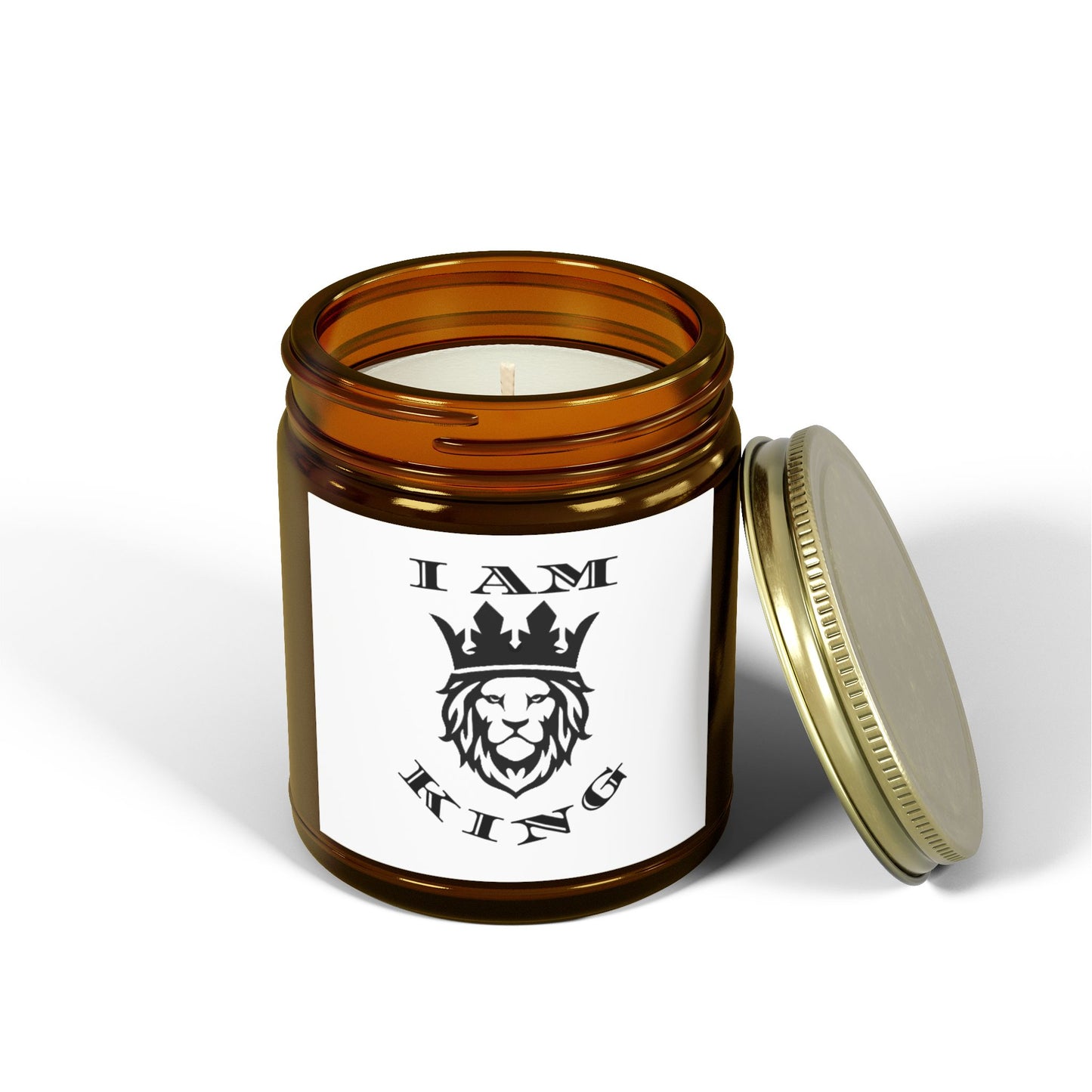 I AM KING Scented Candle - Coconut Apricot Wax (4oz, 9oz) - Inspirational Home Decor, I Am King, I Am Queen, leadership, ruling, family, uplifting, kindness, King, Queen, Love, Lion.