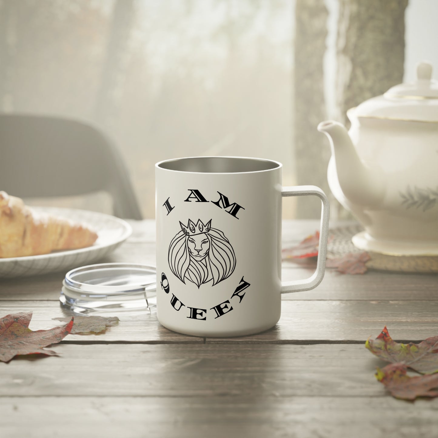 Insulated Coffee Mug - "I Am Queen" Inspirational Drinkware for Self-Care & Empowerment, I Am King, I Am Queen, leadership, ruling, family, uplifting, kindness, King, Queen, Love, Lion.