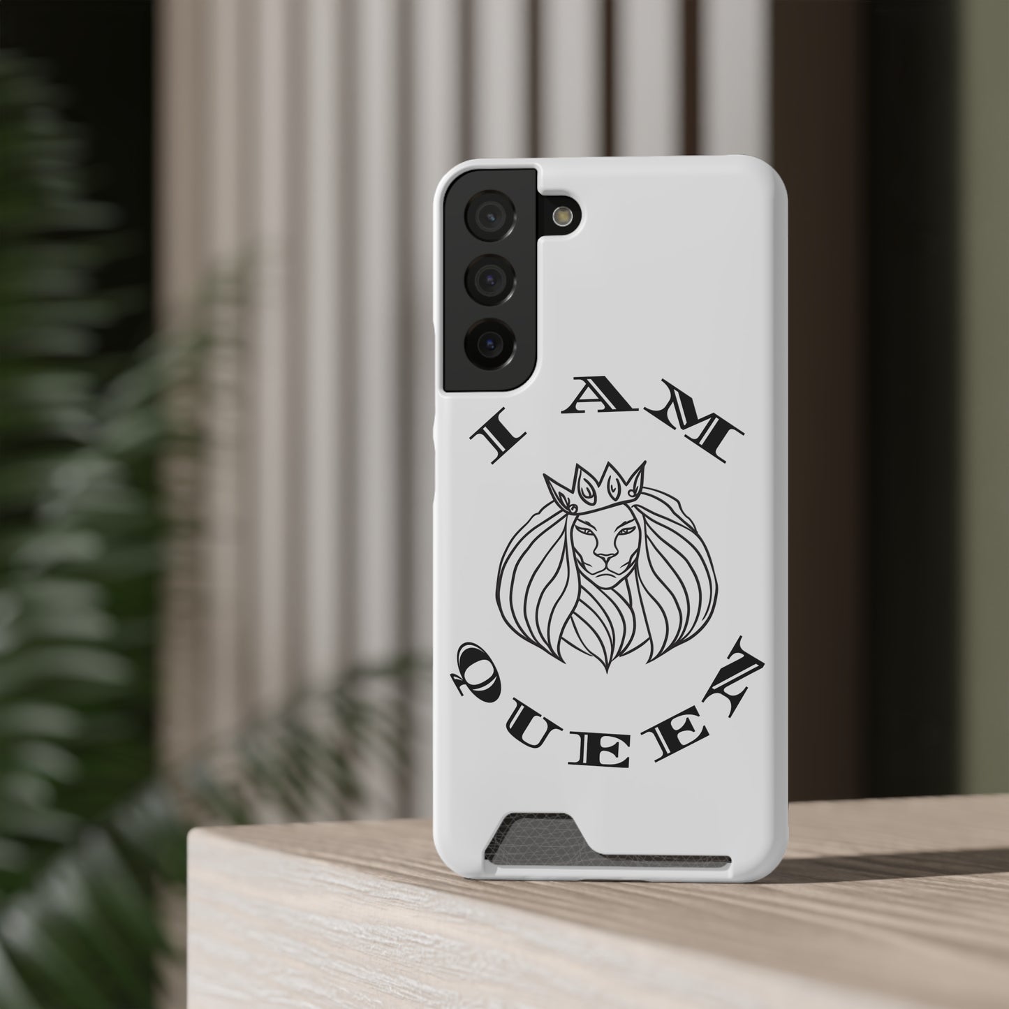 Queen Lion Phone Case with Card Holder - Stylish & Functional