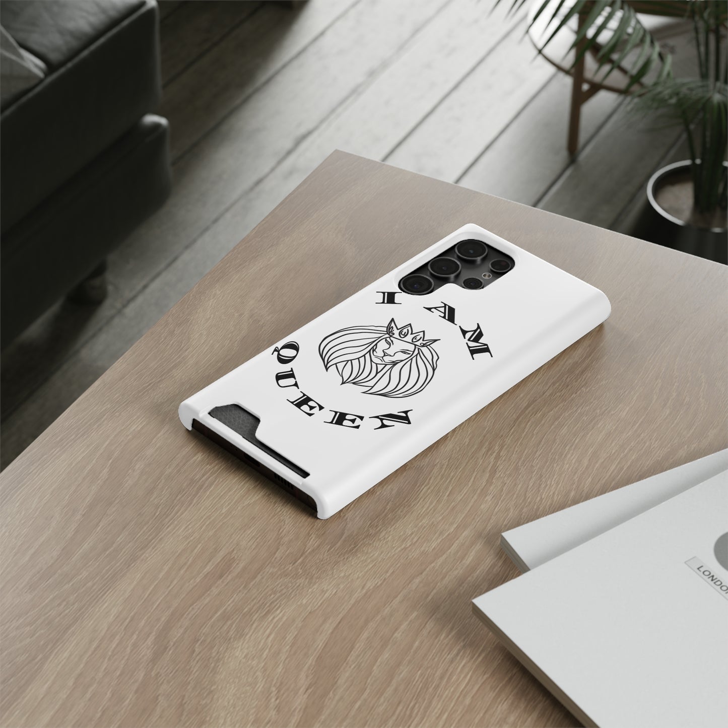 Queen Lion Phone Case with Card Holder - Stylish & Functional