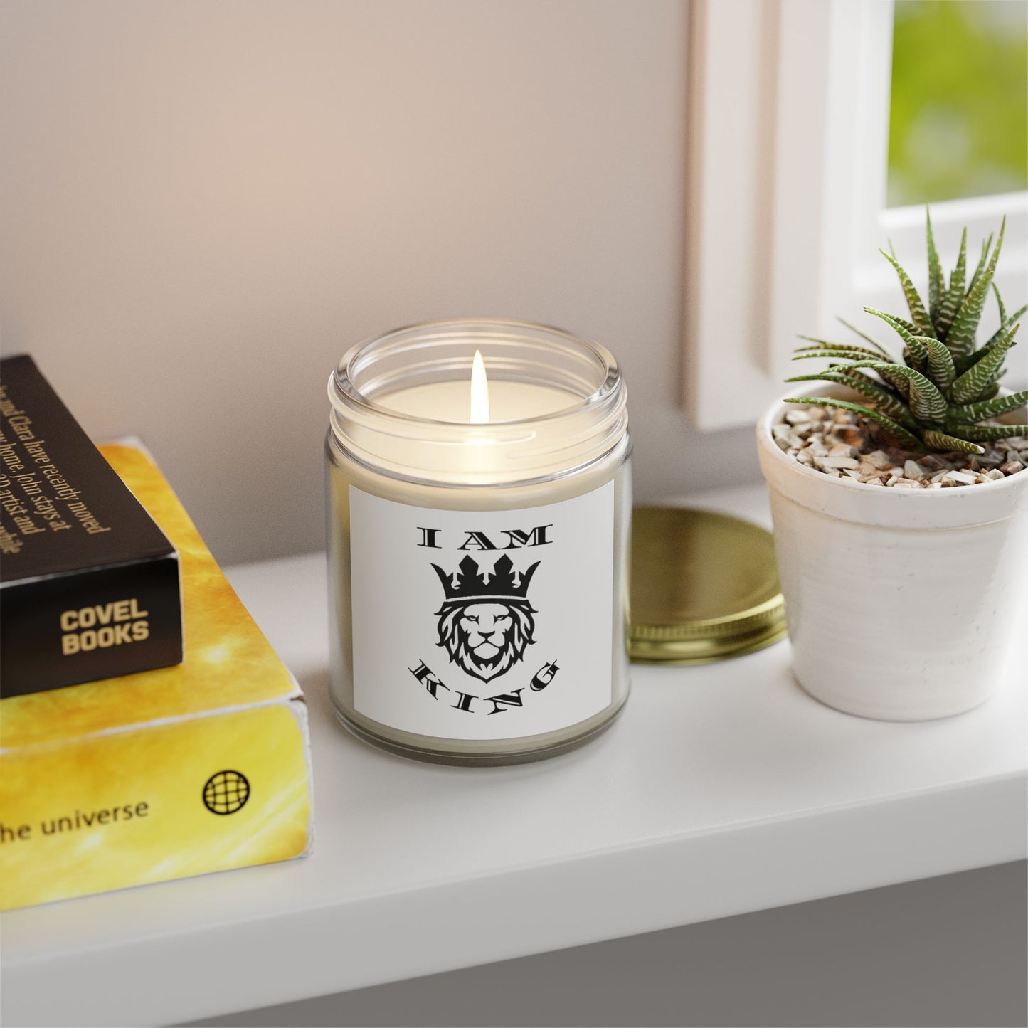 I AM KING Scented Candle - Coconut Apricot Wax (4oz, 9oz) - Inspirational Home Decor, I Am King, I Am Queen, leadership, ruling, family, uplifting, kindness, King, Queen, Love, Lion.