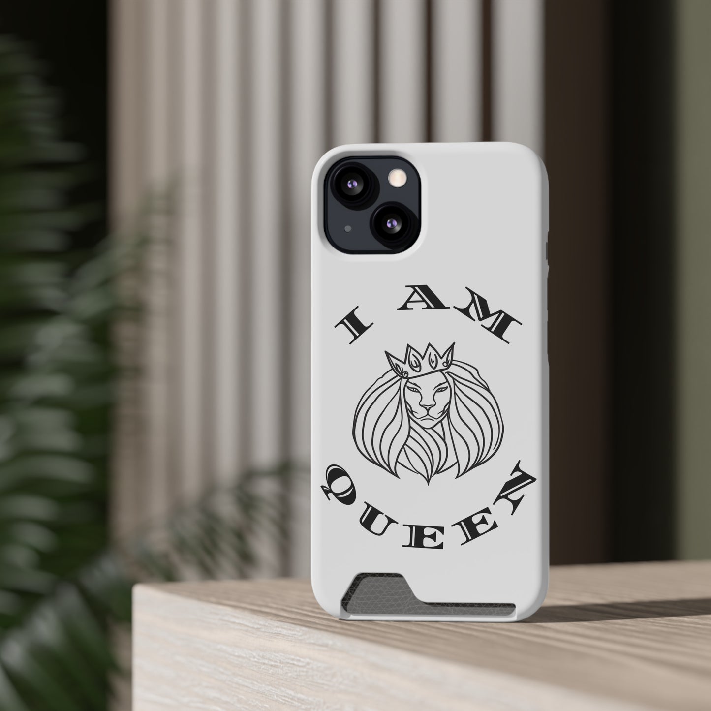 Queen Lion Phone Case with Card Holder - Stylish & Functional
