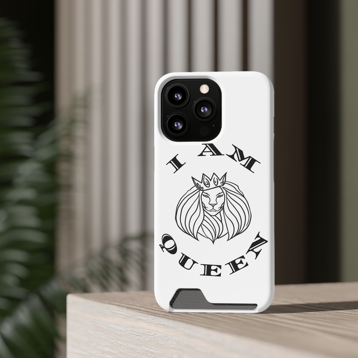 Queen Lion Phone Case with Card Holder - Stylish & Functional