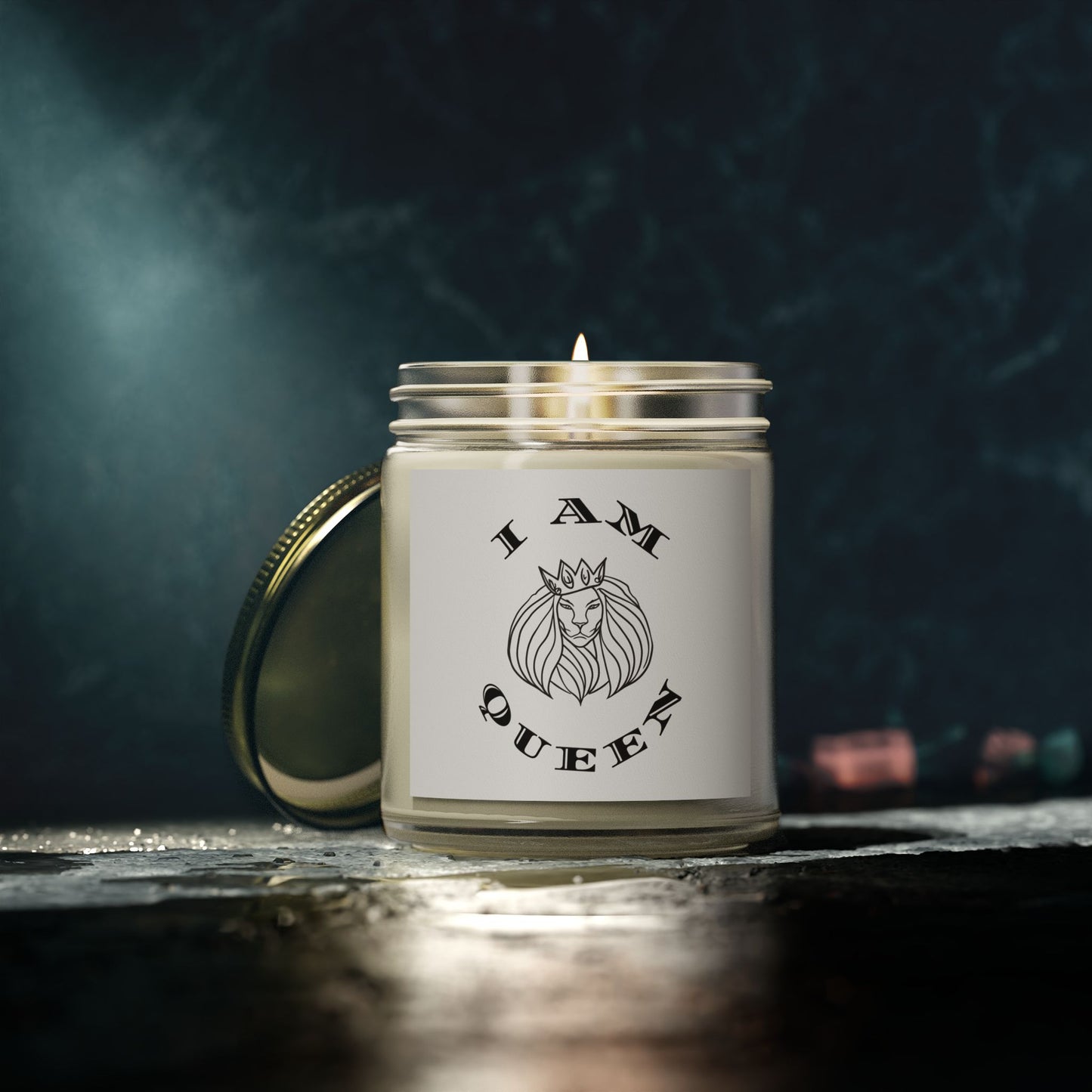 I AM QUEEN Scented Candle - Coconut Apricot Wax (4oz, 9oz) I Am King, I Am Queen, leadership, ruling, family, uplifting, kindness, King, Queen, Love, Lion.