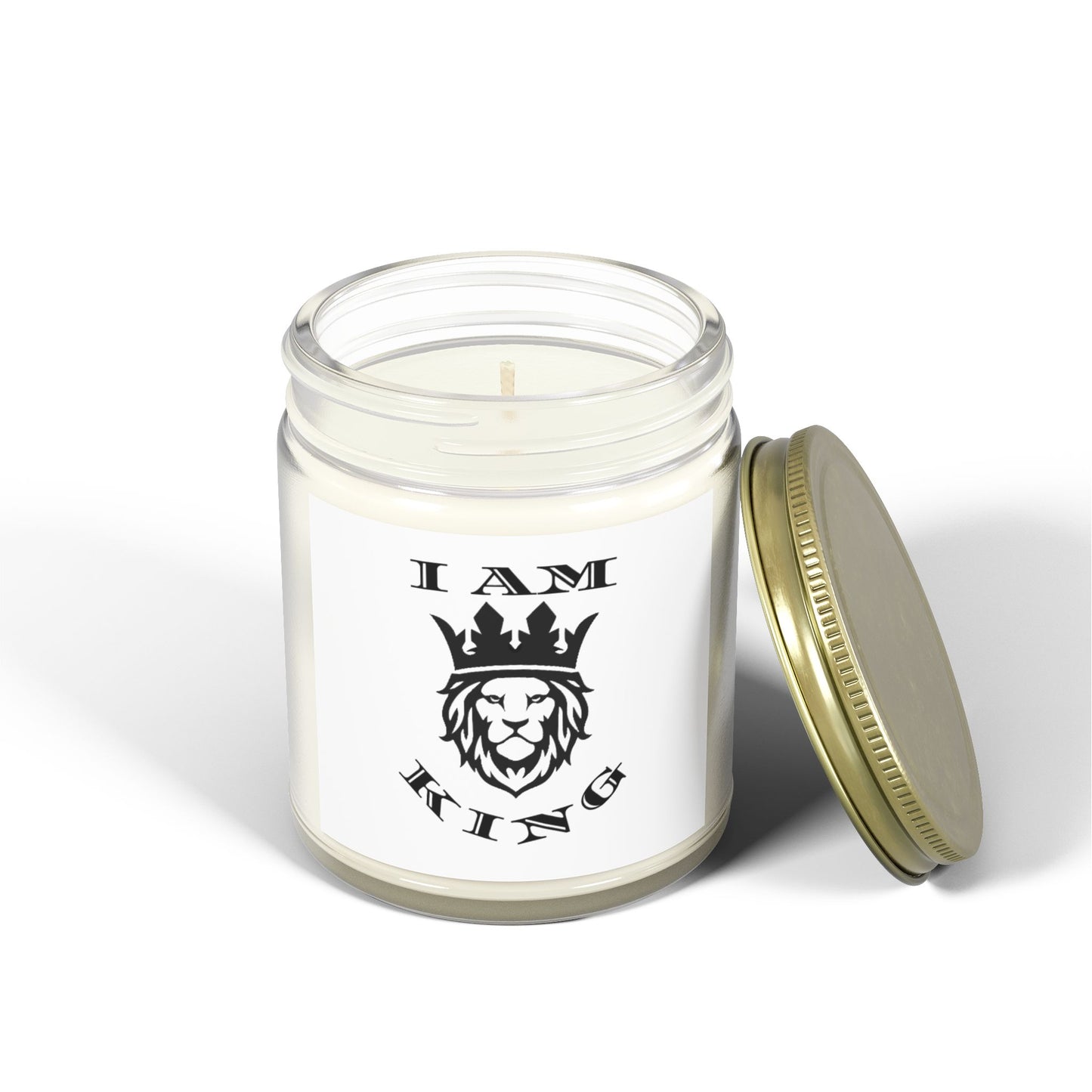 I AM KING Scented Candle - Coconut Apricot Wax (4oz, 9oz) - Inspirational Home Decor, I Am King, I Am Queen, leadership, ruling, family, uplifting, kindness, King, Queen, Love, Lion.