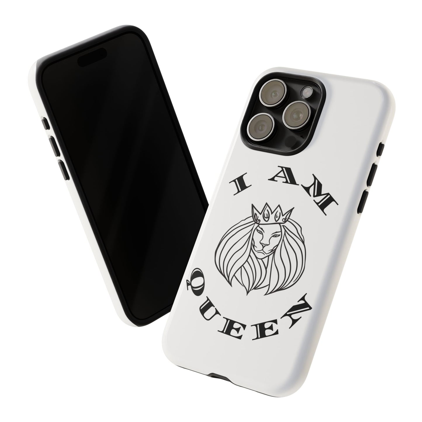 I Am Queen Tough Phone Case - Stylish Protection with Lion Design, I Am King, I Am Queen, leadership, ruling, family, uplifting, kindness, King, Queen, Love, Lion.