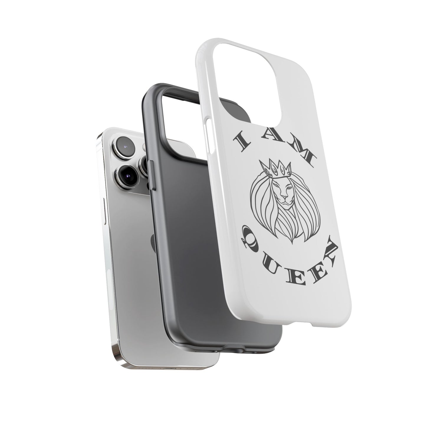 I Am Queen Tough Phone Case - Stylish Protection with Lion Design, I Am King, I Am Queen, leadership, ruling, family, uplifting, kindness, King, Queen, Love, Lion.