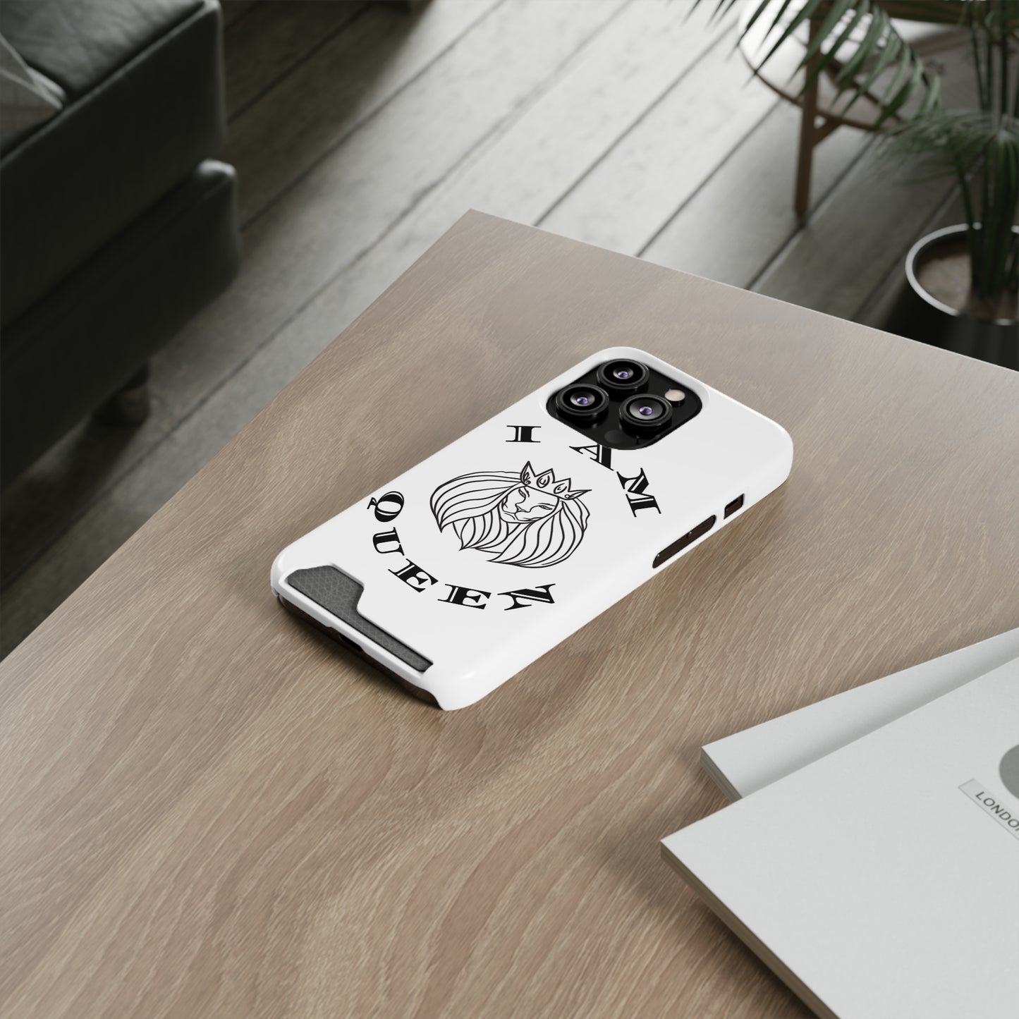 Queen Lion Phone Case with Card Holder - Stylish & Functional