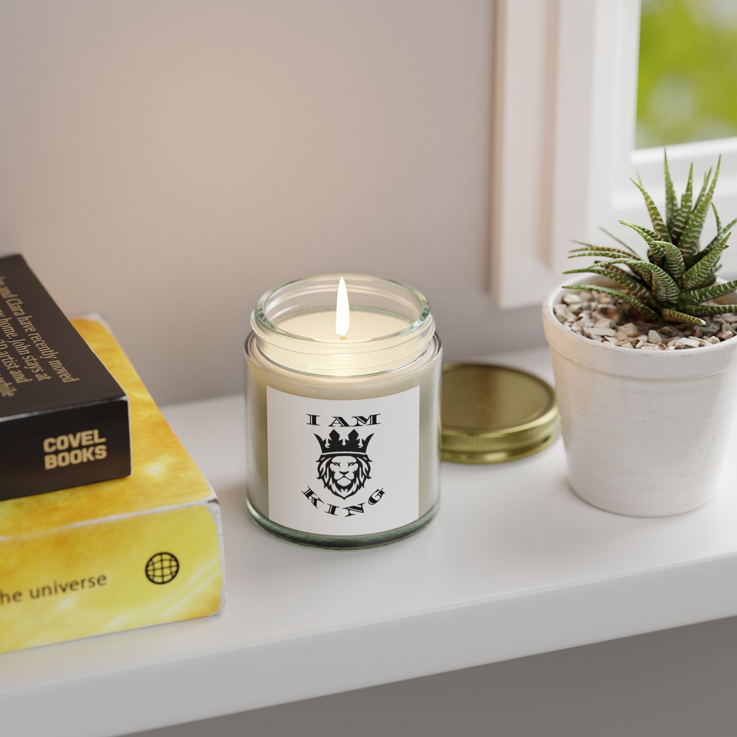 I AM KING Scented Candle - Coconut Apricot Wax (4oz, 9oz) - Inspirational Home Decor, I Am King, I Am Queen, leadership, ruling, family, uplifting, kindness, King, Queen, Love, Lion.