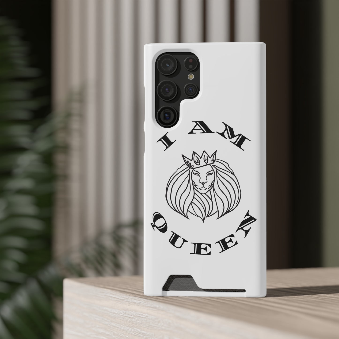 Queen Lion Phone Case with Card Holder - Stylish & Functional
