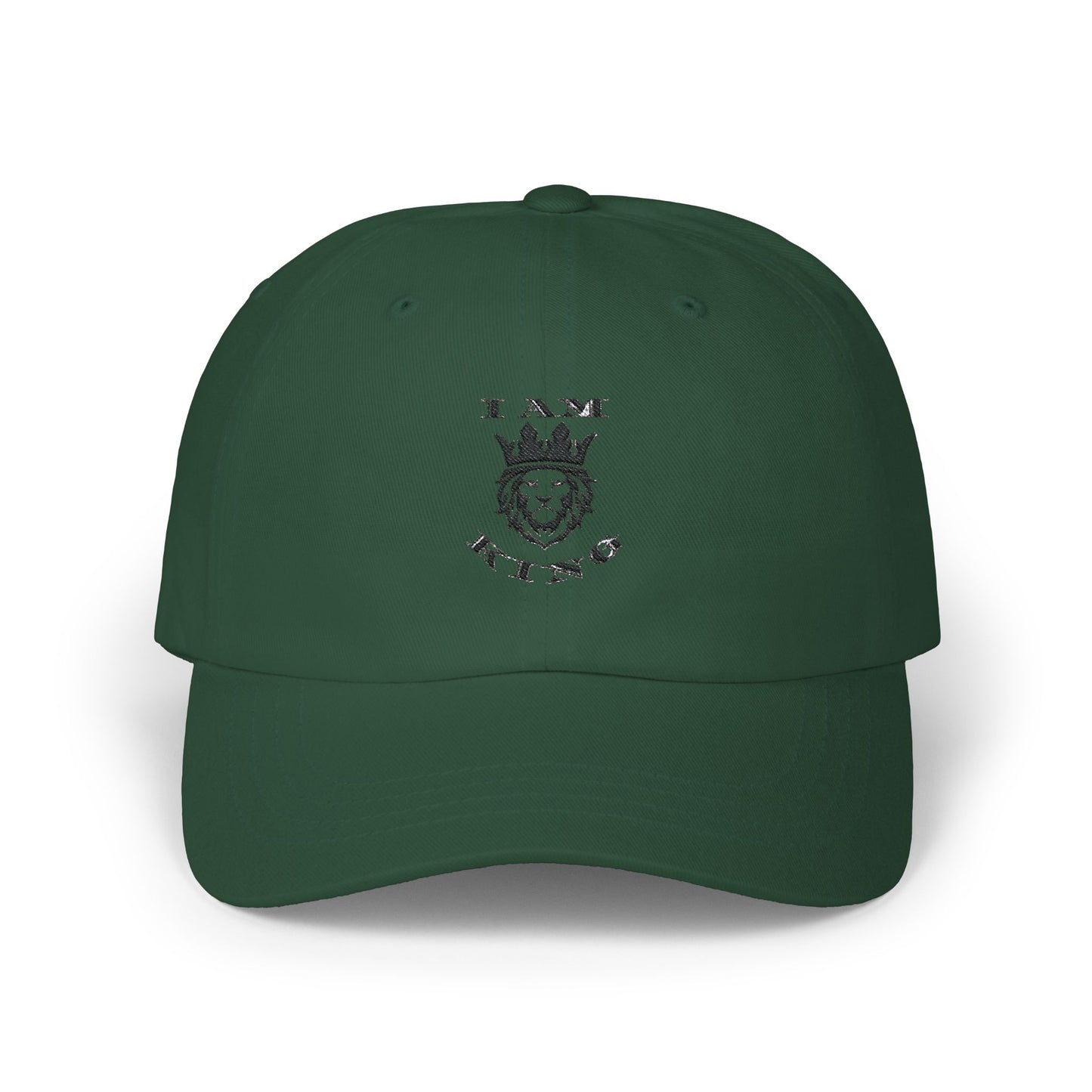 I AM KING Classic Dad Cap - Stylish Adjustable Hat for Confident Dads, I Am King, I Am Queen, leadership, ruling, family, uplifting, kindness, King, Queen, Love, Lion.