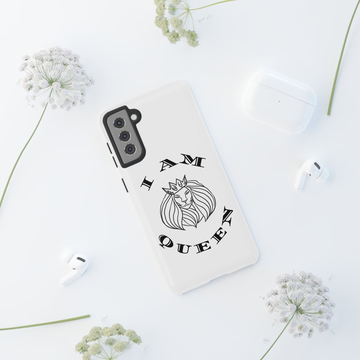 I Am Queen Tough Phone Case - Stylish Protection with Lion Design, I Am King, I Am Queen, leadership, ruling, family, uplifting, kindness, King, Queen, Love, Lion.
