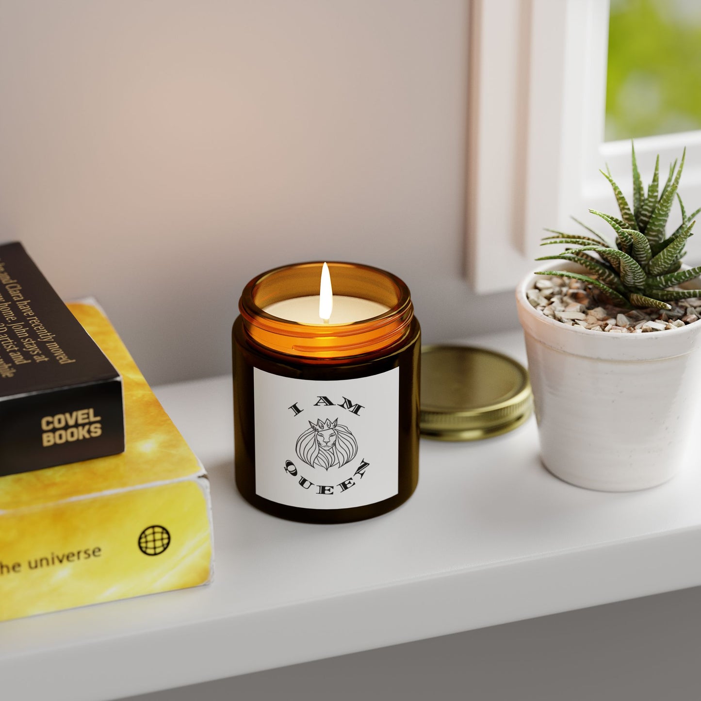 I AM QUEEN Scented Candle - Coconut Apricot Wax (4oz, 9oz) I Am King, I Am Queen, leadership, ruling, family, uplifting, kindness, King, Queen, Love, Lion.