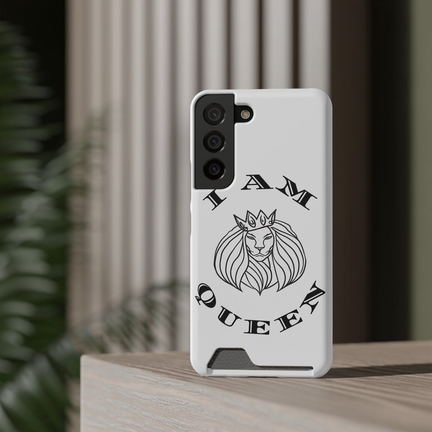 Queen Lion Phone Case with Card Holder - Stylish & Functional