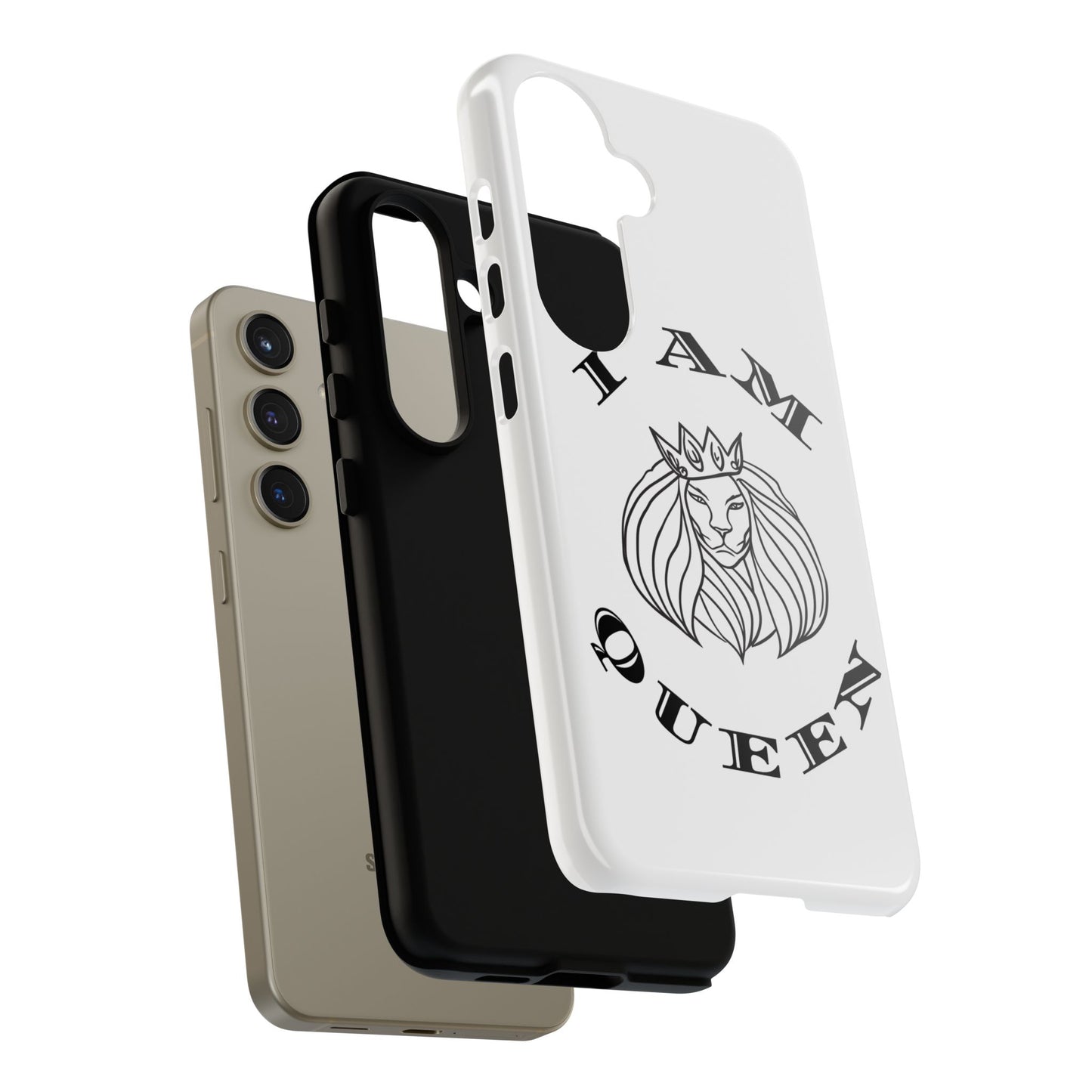 I Am Queen Tough Phone Case - Stylish Protection with Lion Design, I Am King, I Am Queen, leadership, ruling, family, uplifting, kindness, King, Queen, Love, Lion.
