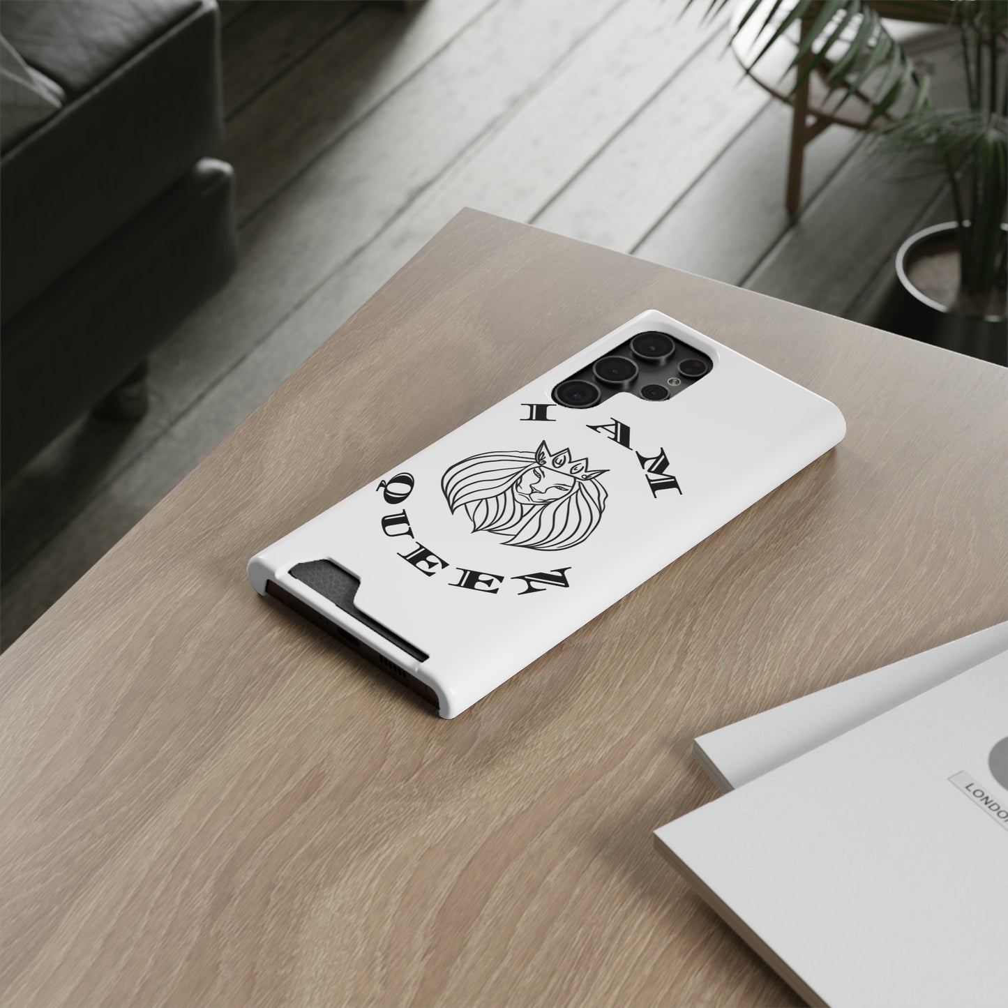 Queen Lion Phone Case with Card Holder - Stylish & Functional