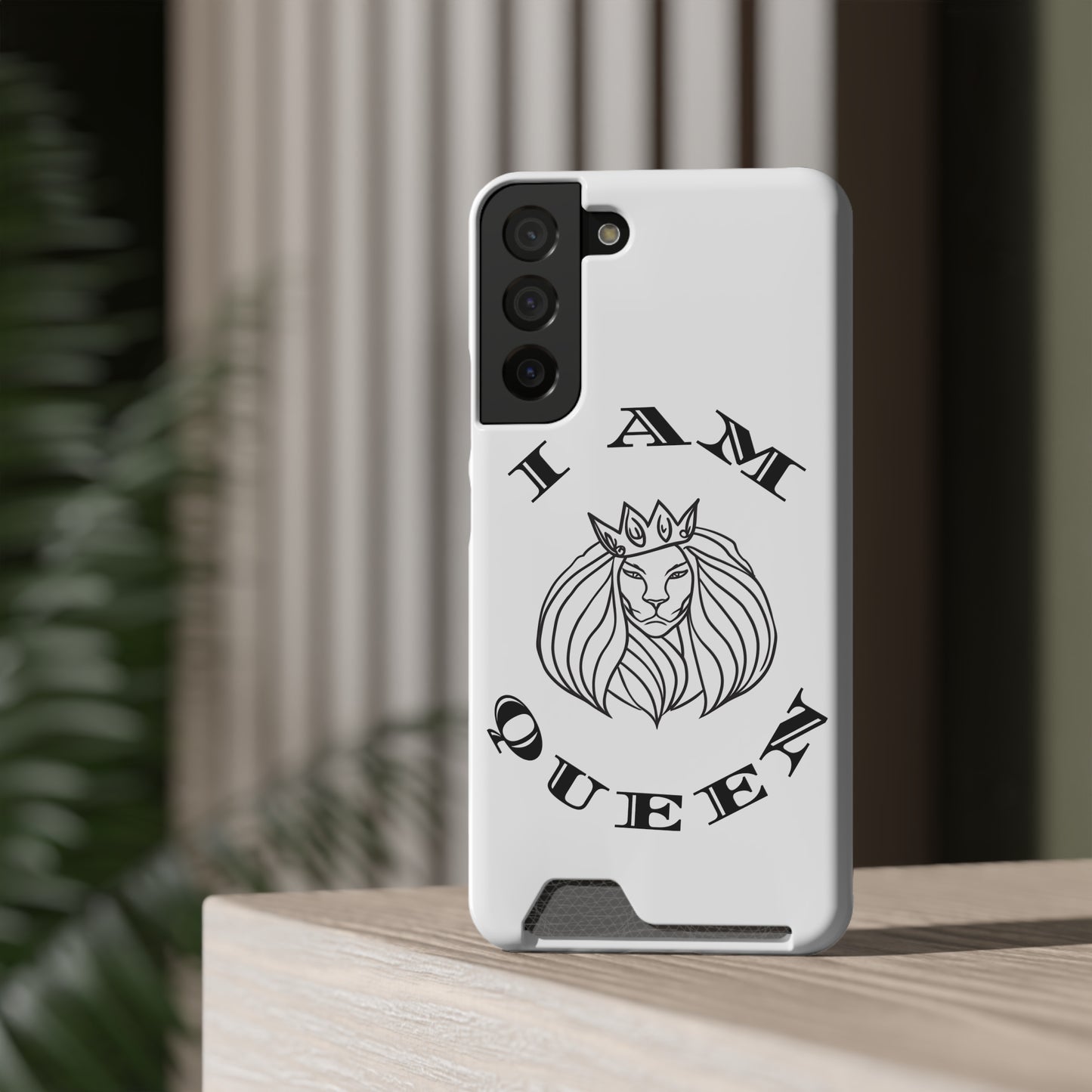 Queen Lion Phone Case with Card Holder - Stylish & Functional