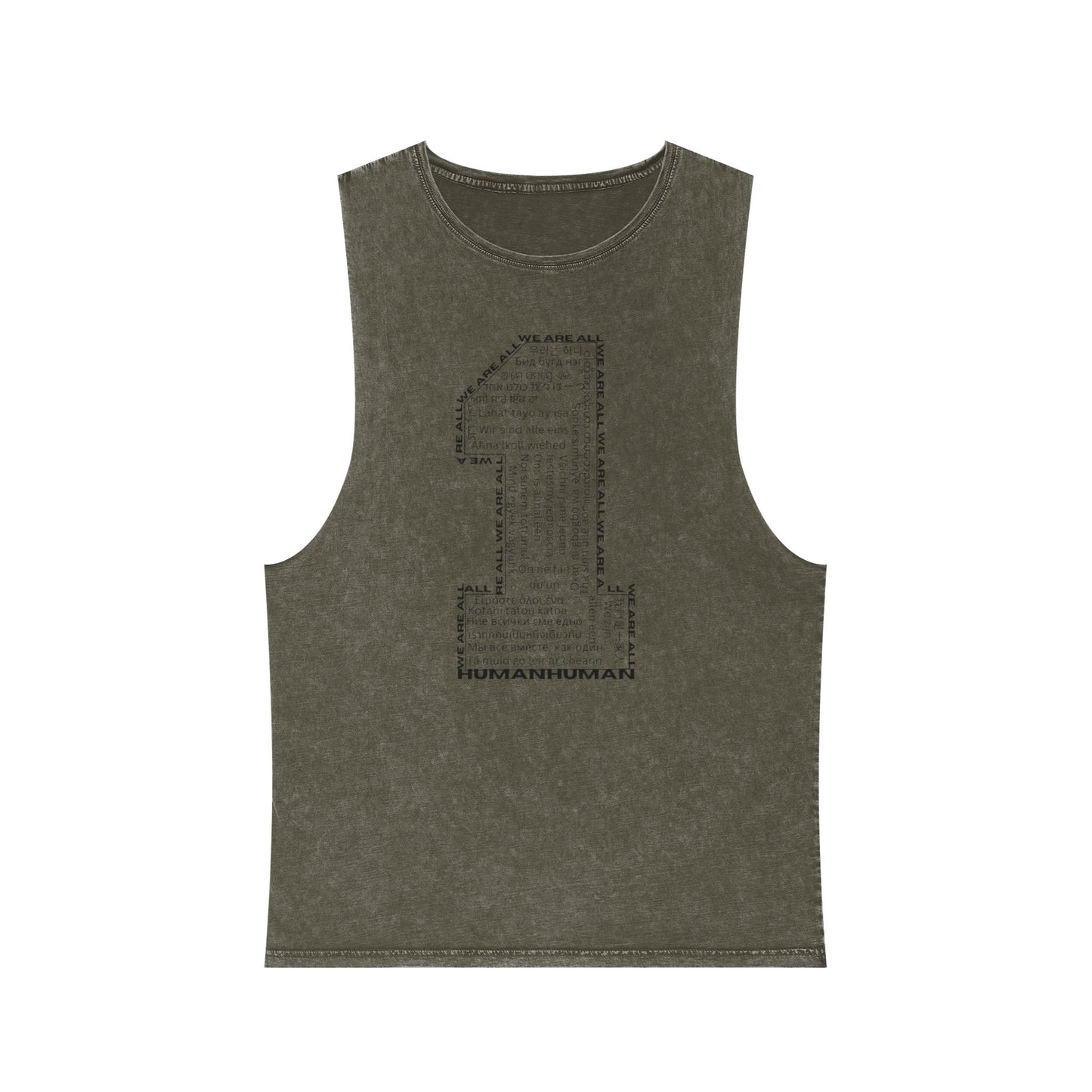 Unisex Stonewash Tank Top, We Are All One, Humanity, elevation, unity, human, love, humankind, one love, growth, positive transformation,