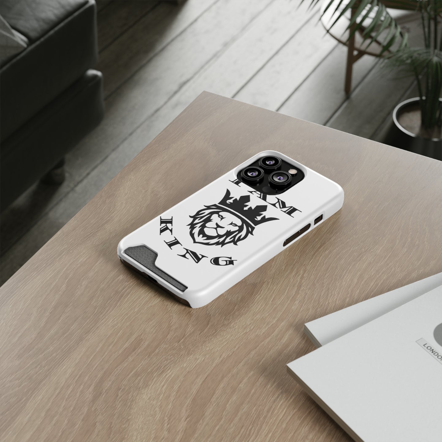 King Crown Phone Case with Card Holder - Stylish Protection for Royalty
