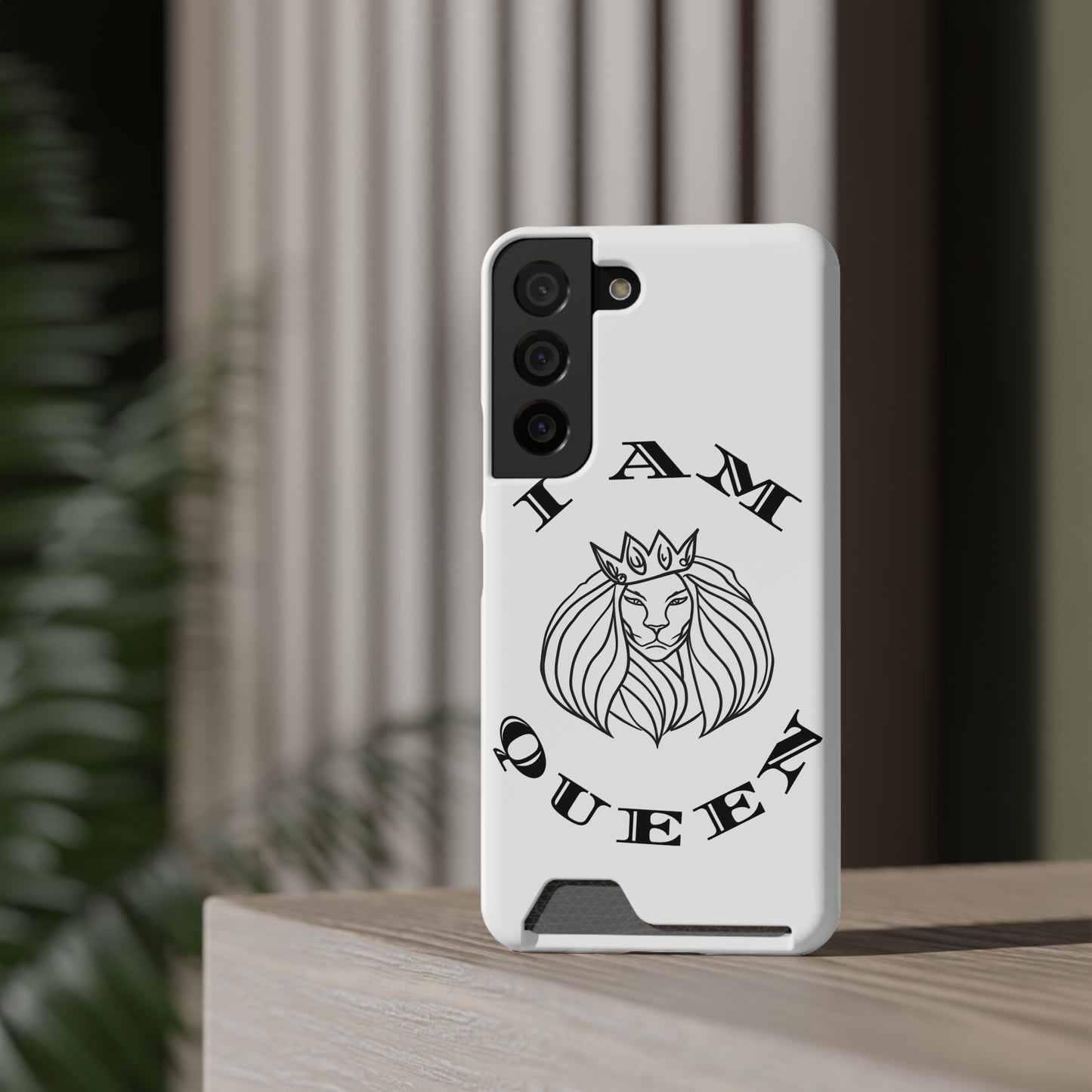 Queen Lion Phone Case with Card Holder - Stylish & Functional