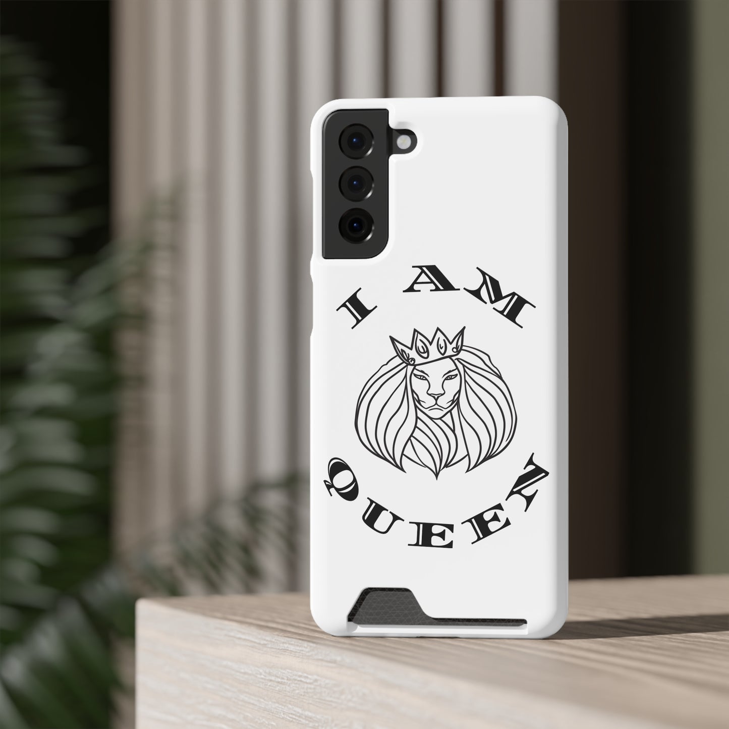 Queen Lion Phone Case with Card Holder - Stylish & Functional