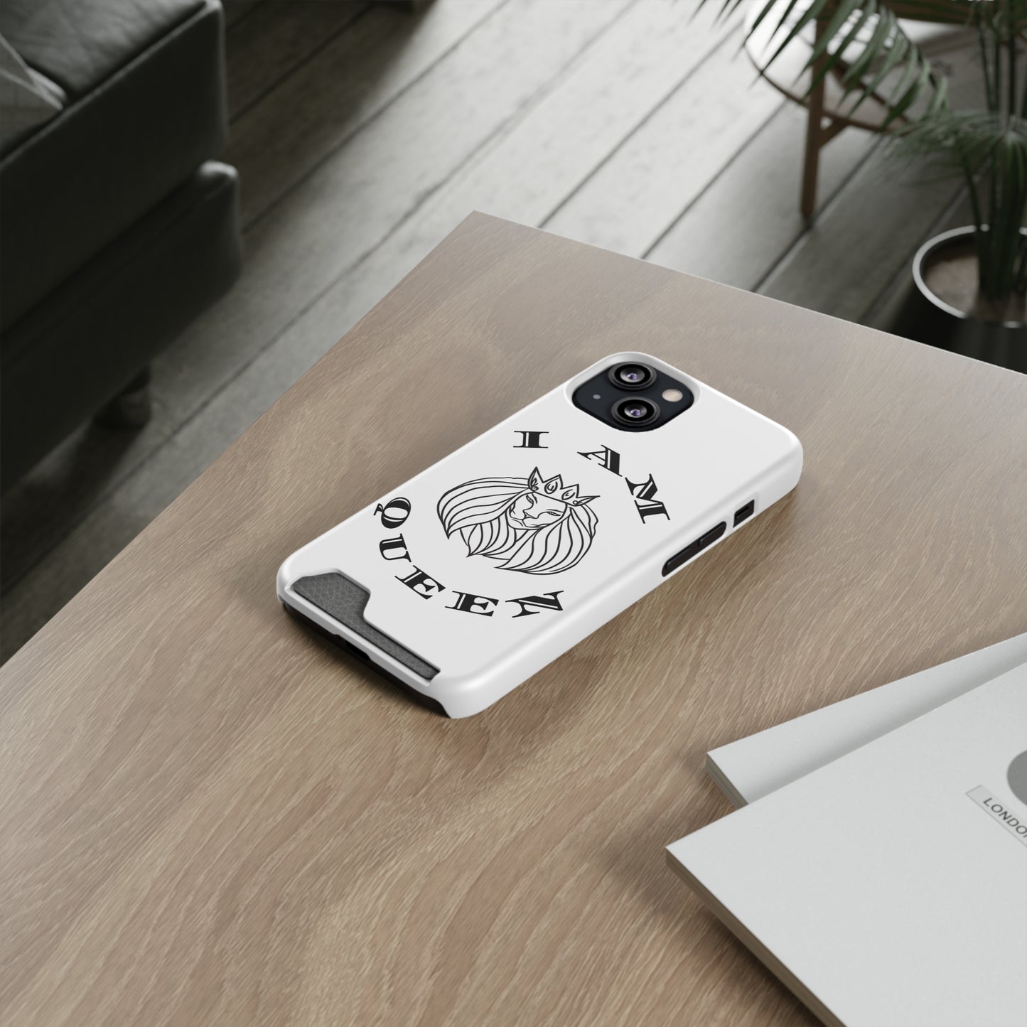 Queen Lion Phone Case with Card Holder - Stylish & Functional